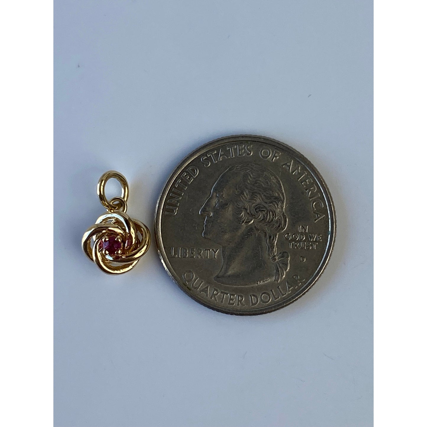 Vintage Solid 14k Yellow Gold Pink Spinel Knot Charm