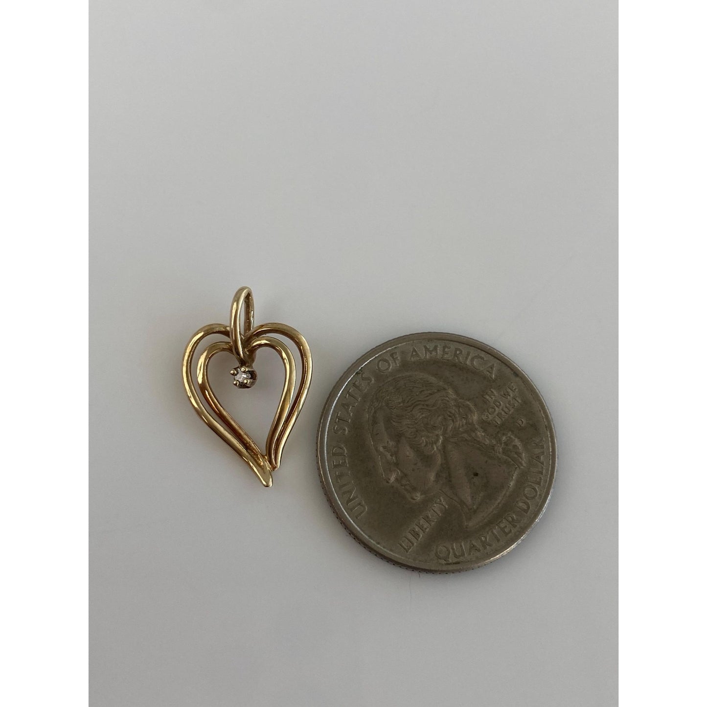 Vintage Solid 10k Yellow Gold Clear Sapphire Heart Charm