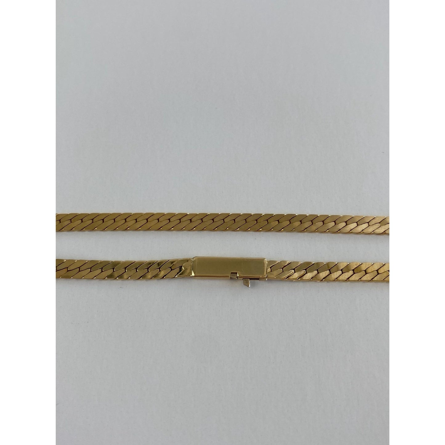 Vintage Solid 14k Yellow Gold Herringbone Chain Necklace - 20 inches