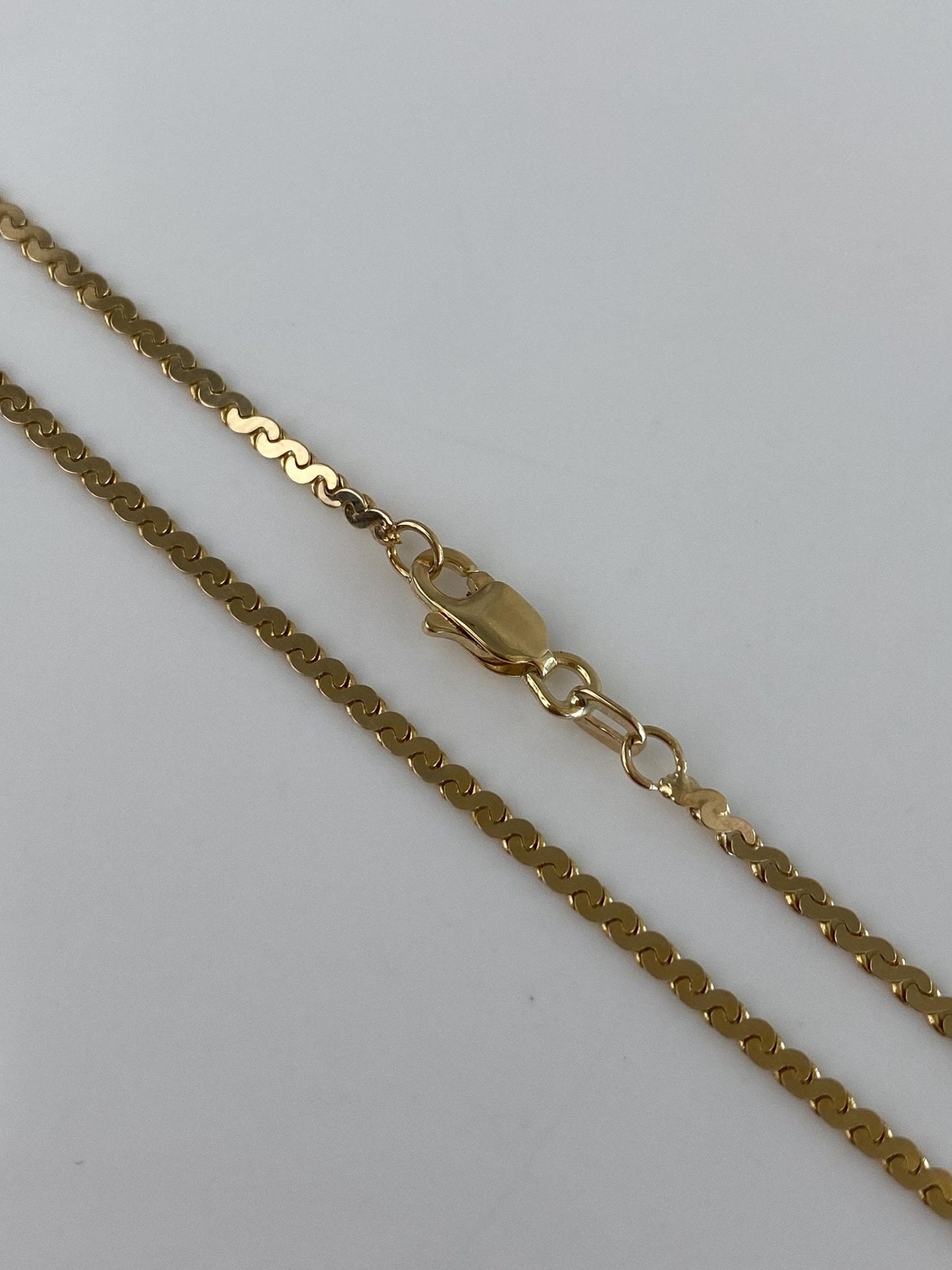 Vintage Solid 14k Yellow Gold Serpentine Chain Necklace - 18.75 inches