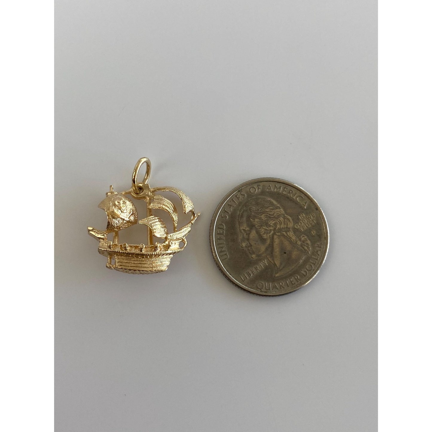 Vintage Solid 14k Yellow Gold Pirate Ship Charm