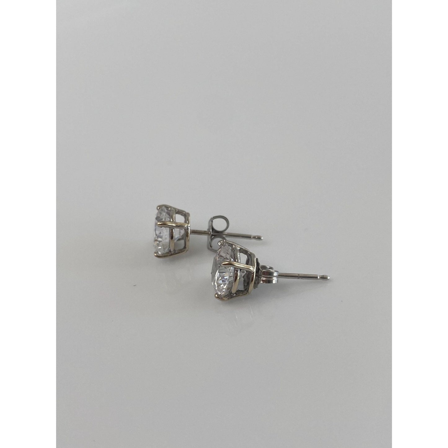 Solid 14k White Gold Cubic Zirconia Stud Earrings