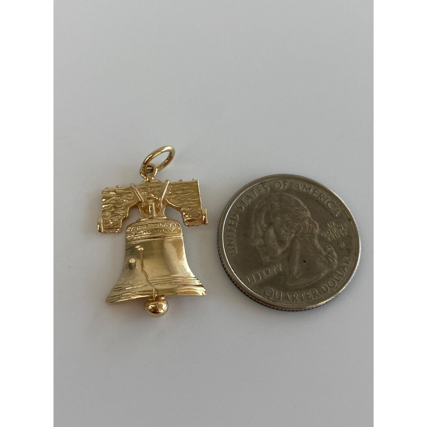 Vintage Solid 14k Yellow Gold Liberty Bell Charm