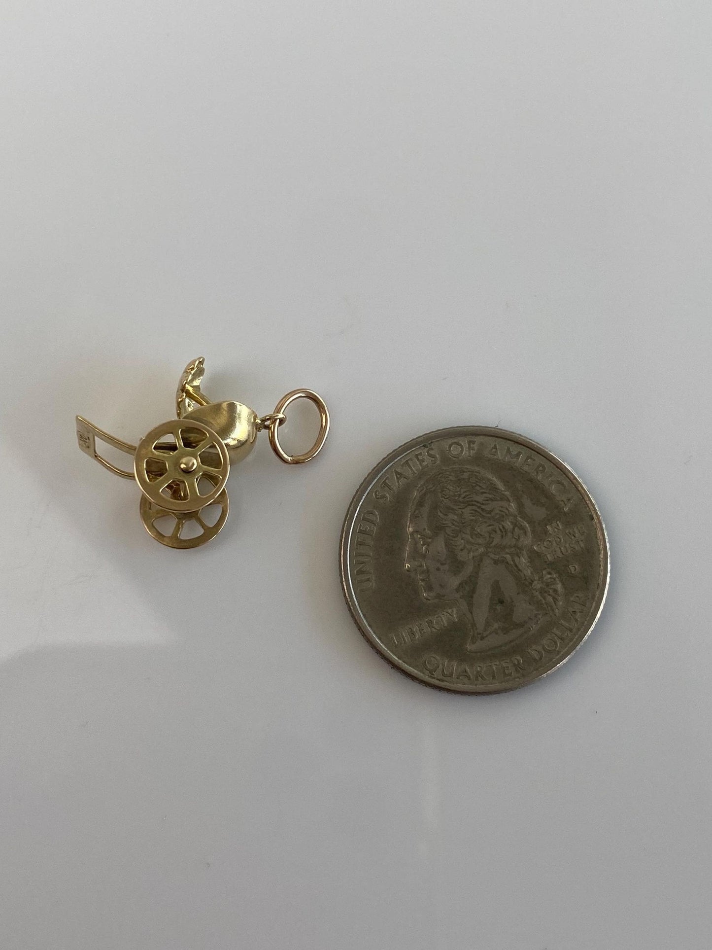 Vintage Solid 10k Yellow Gold Articulated Carriage Charm