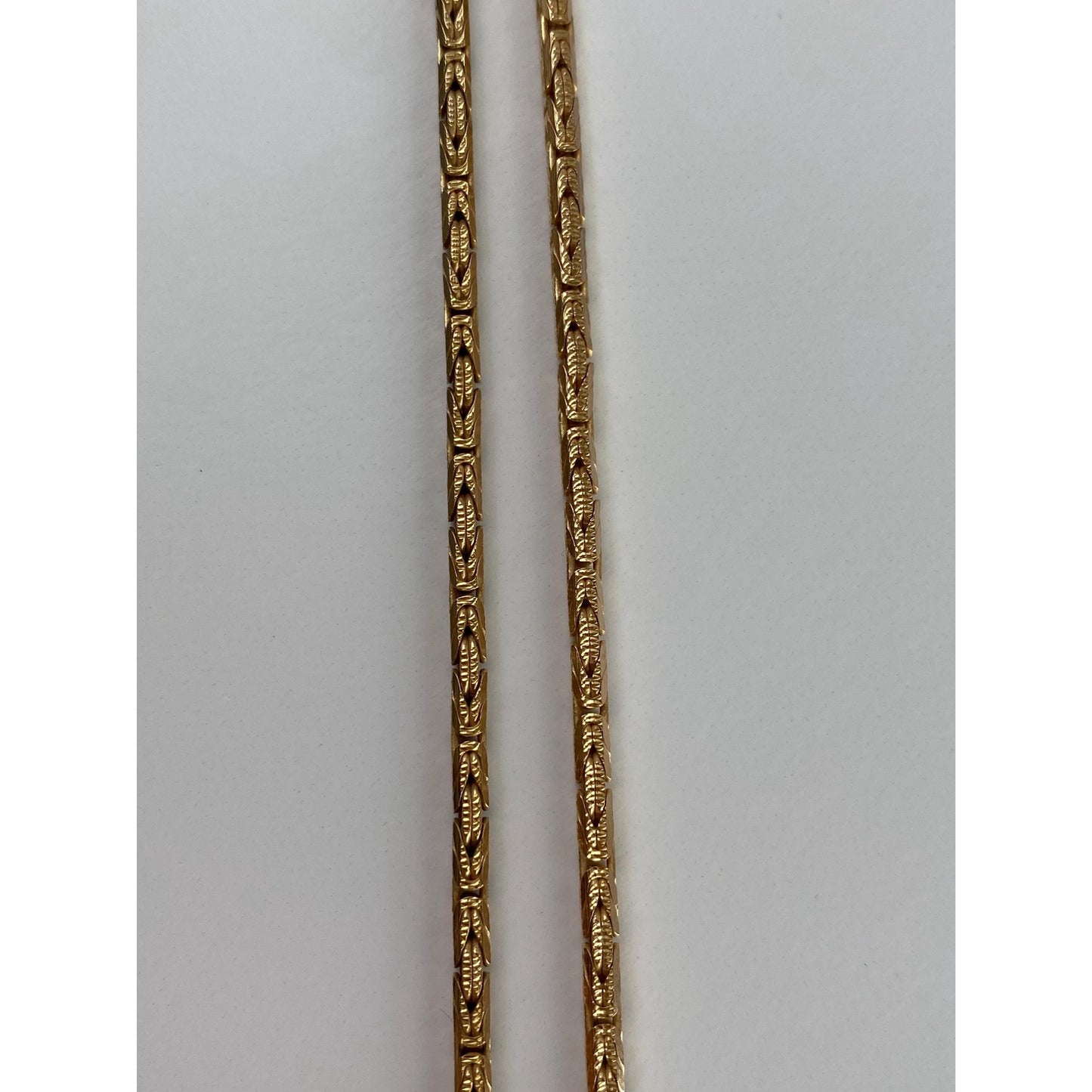 Vintage Solid 14k Yellow Gold Rounded Square Byzantine Chain Necklace - 24 inches