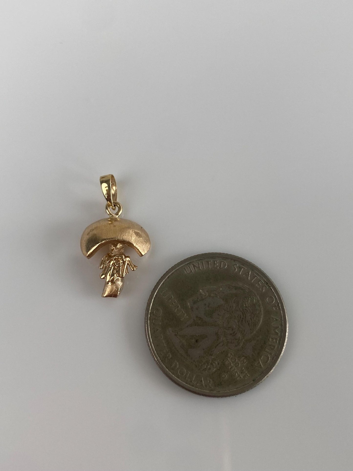 Vintage Solid 14k Yellow Gold Little Mushroom Charm