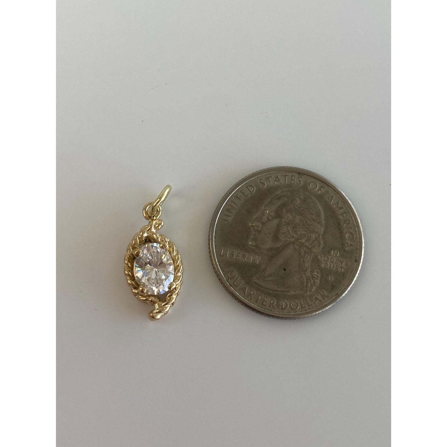 Solid 14k Yellow Gold Cubic Zirconia Charm
