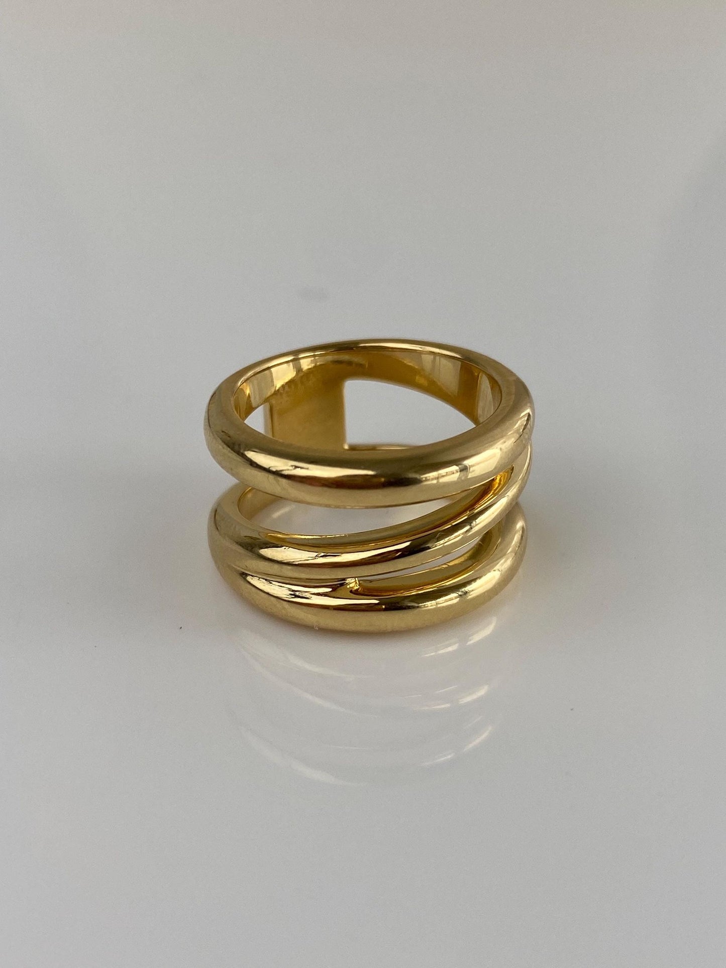 Tiffany & Co Solid 18k Yellow Gold Chunky Diagonal Ring Band - Size 5.25