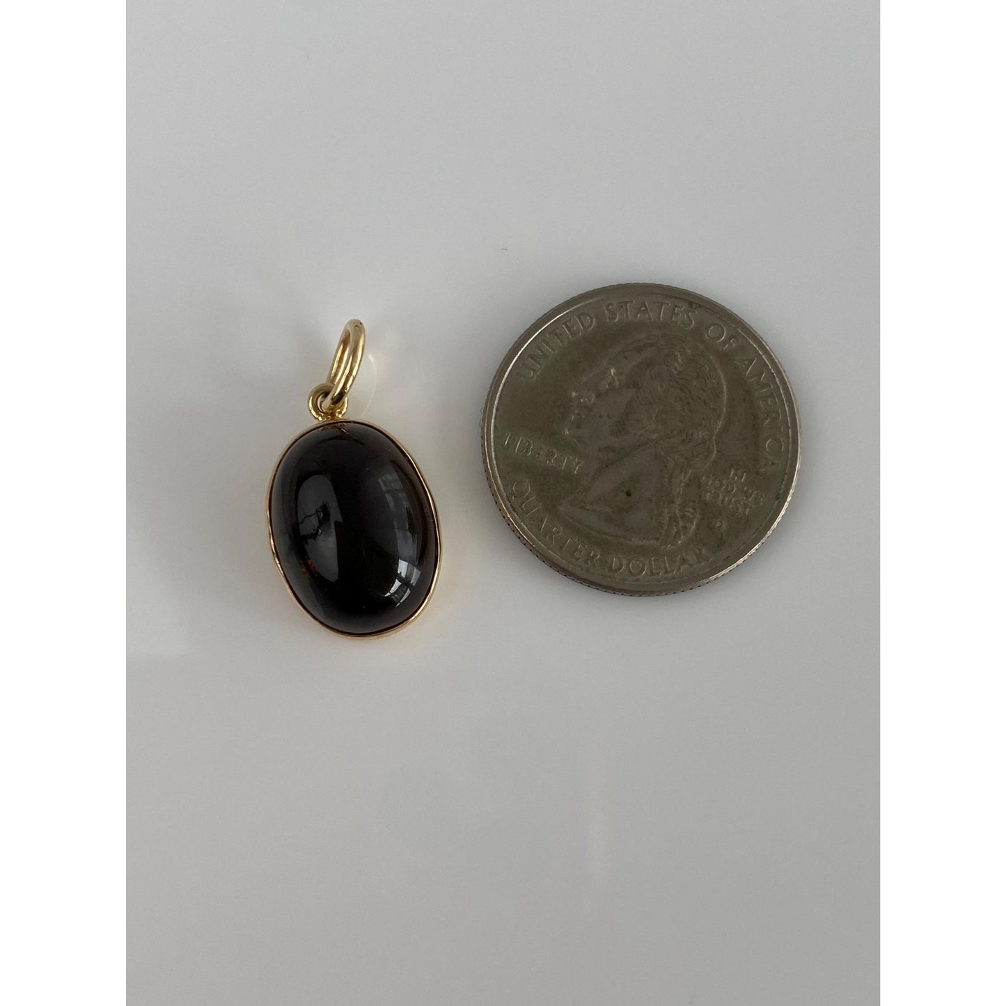 Vintage Solid 14k Yellow Gold Smokey Quartz Cabochon Charm
