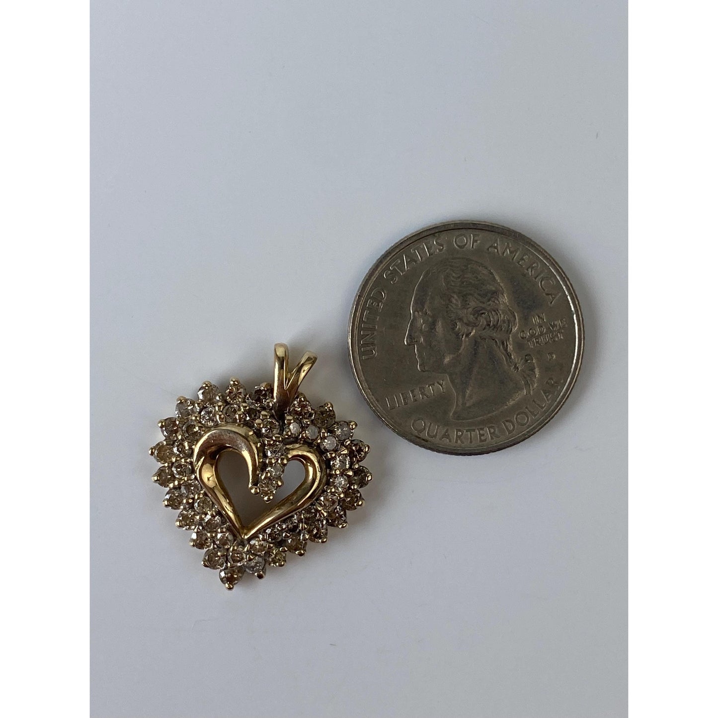 Vintage Solid 10k Yellow Gold Diamond Heart Charm