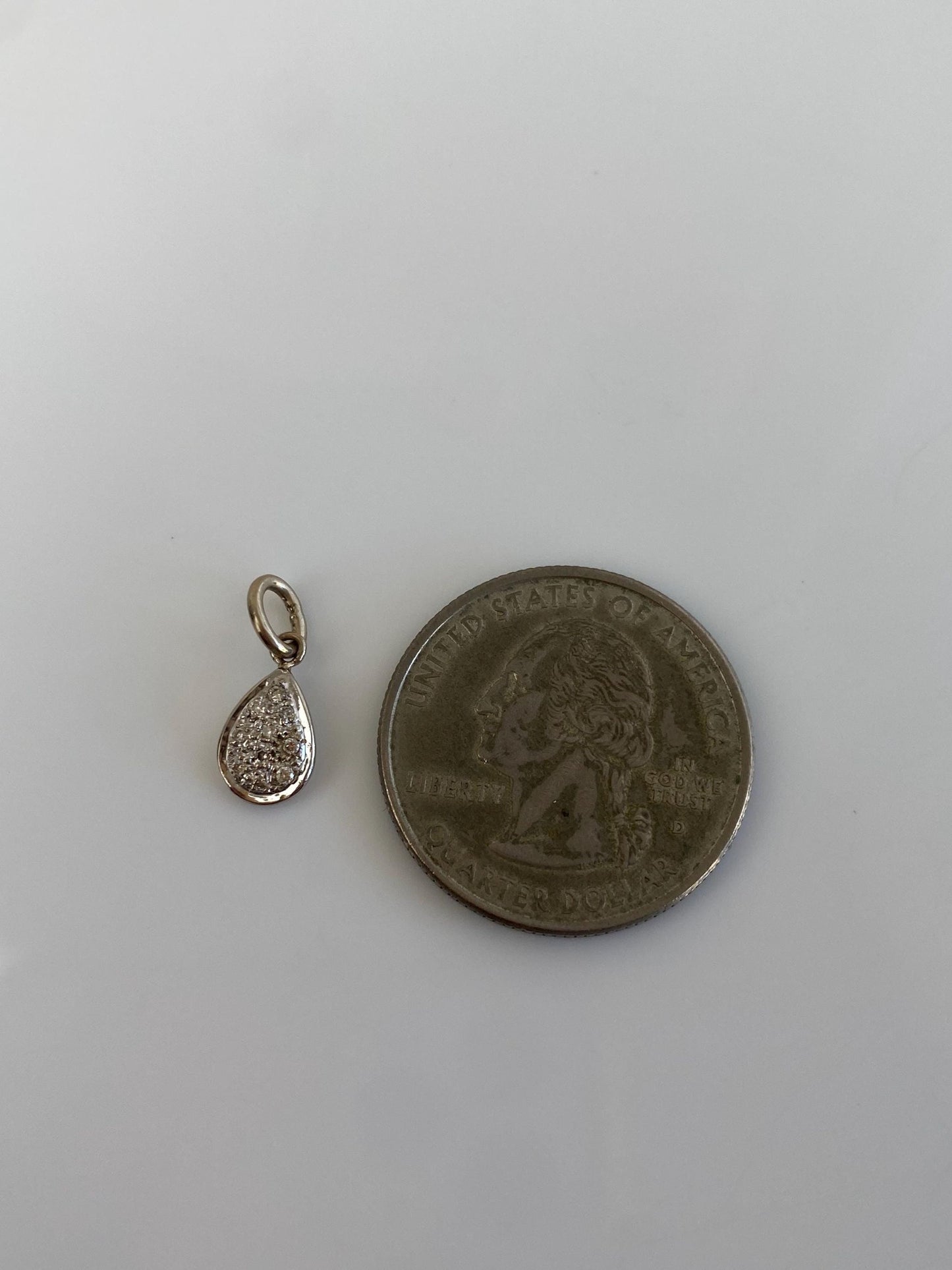 Vintage 14k White Gold Diamond Teardrop Charm