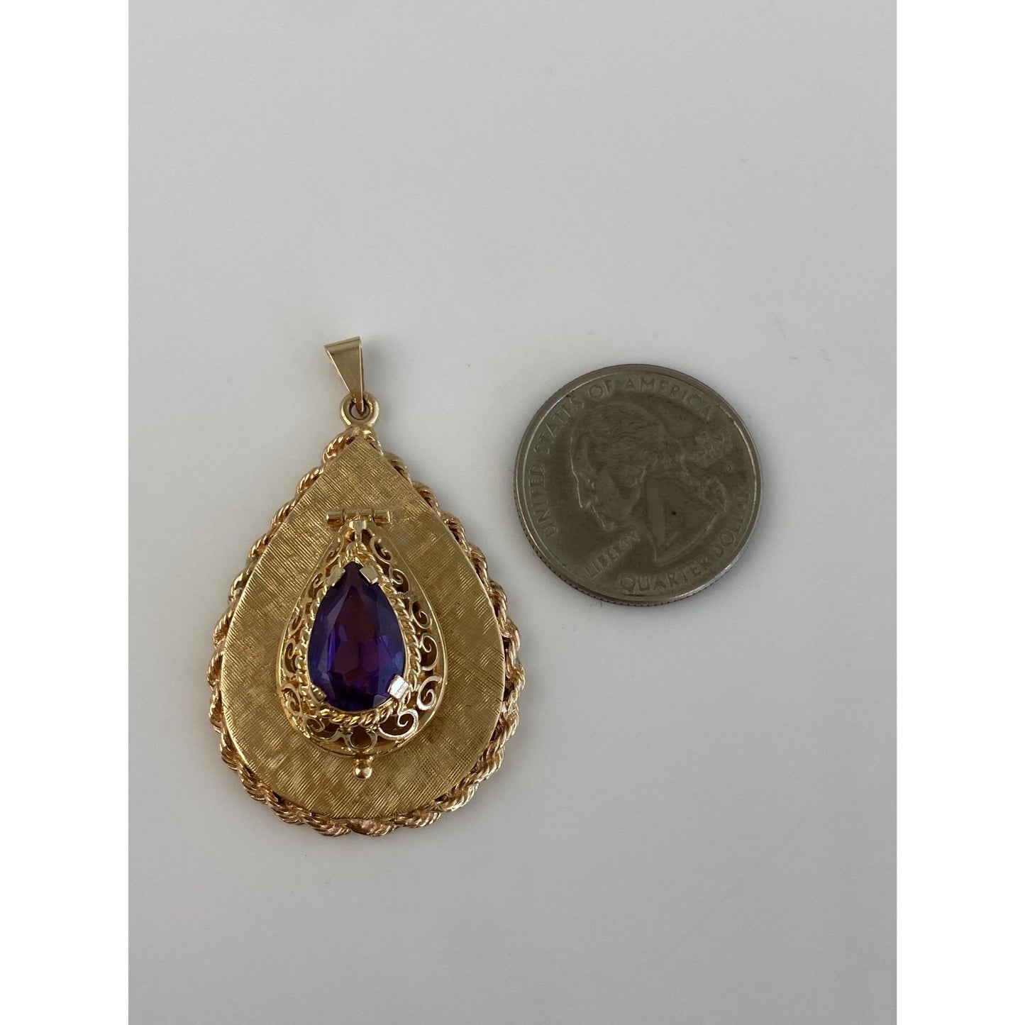 Vintage Solid 14k Yellow Gold Purple Sapphire Locket Charm