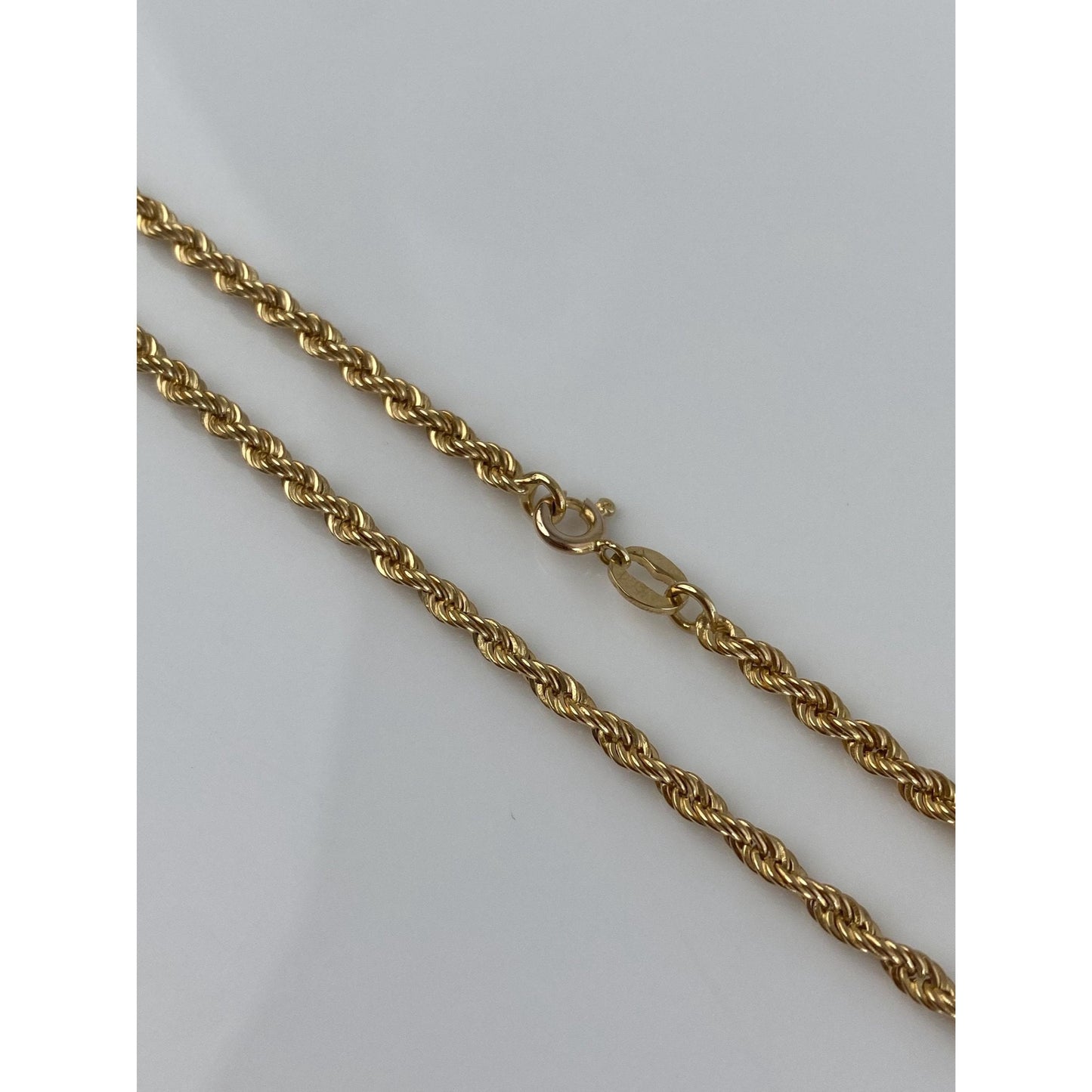 Vintage Solid 14k Yellow Gold Rope Chain Necklace - 18.5 inches