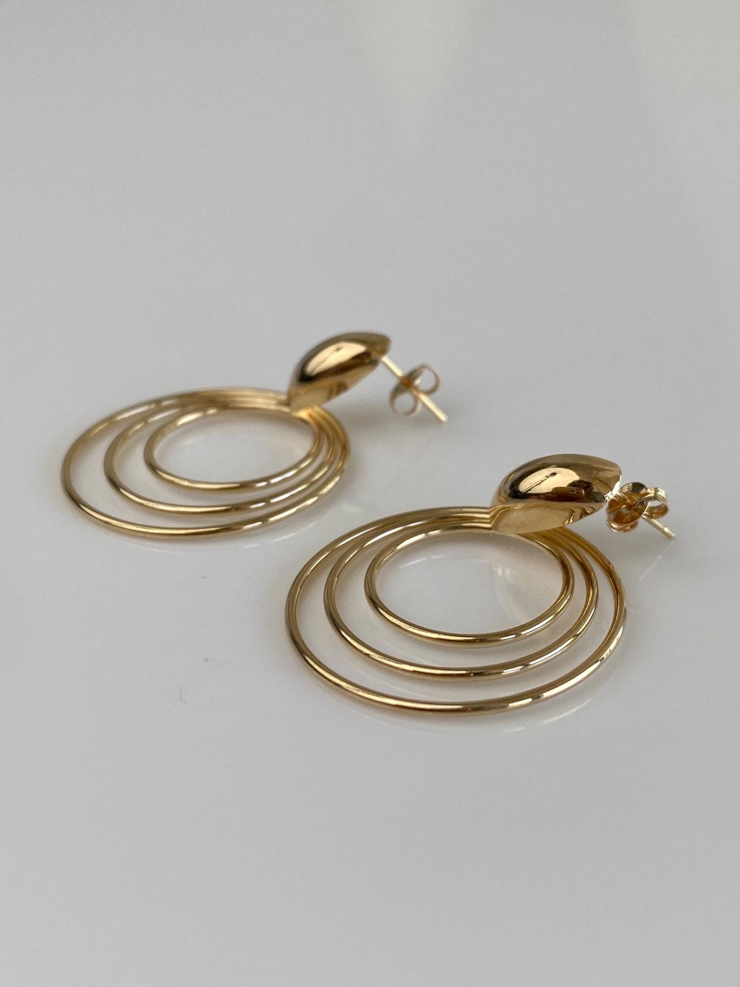 Vintage 14k Yellow Gold Circles Drop Earrings