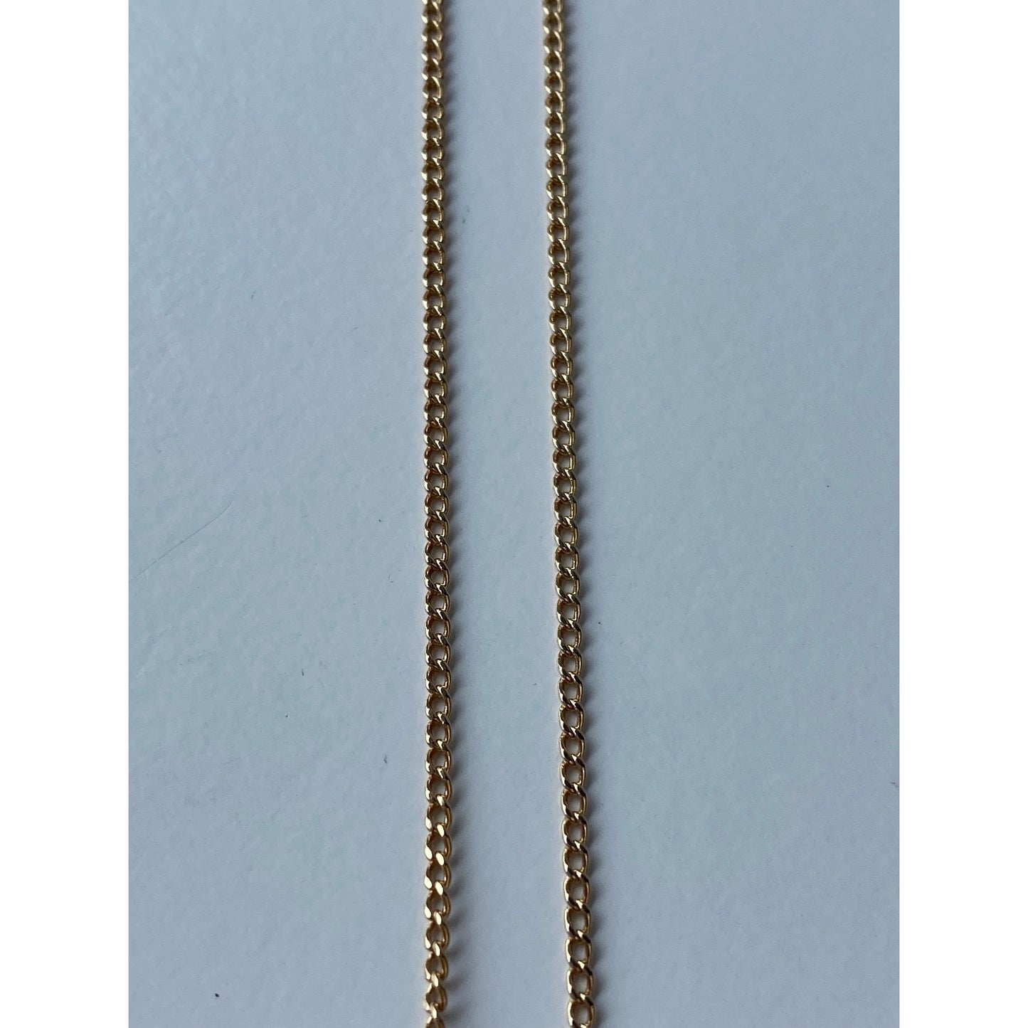 Vintage Solid 14k Yellow Gold Long Dainty Curb Chain Necklace - 27.25 inches