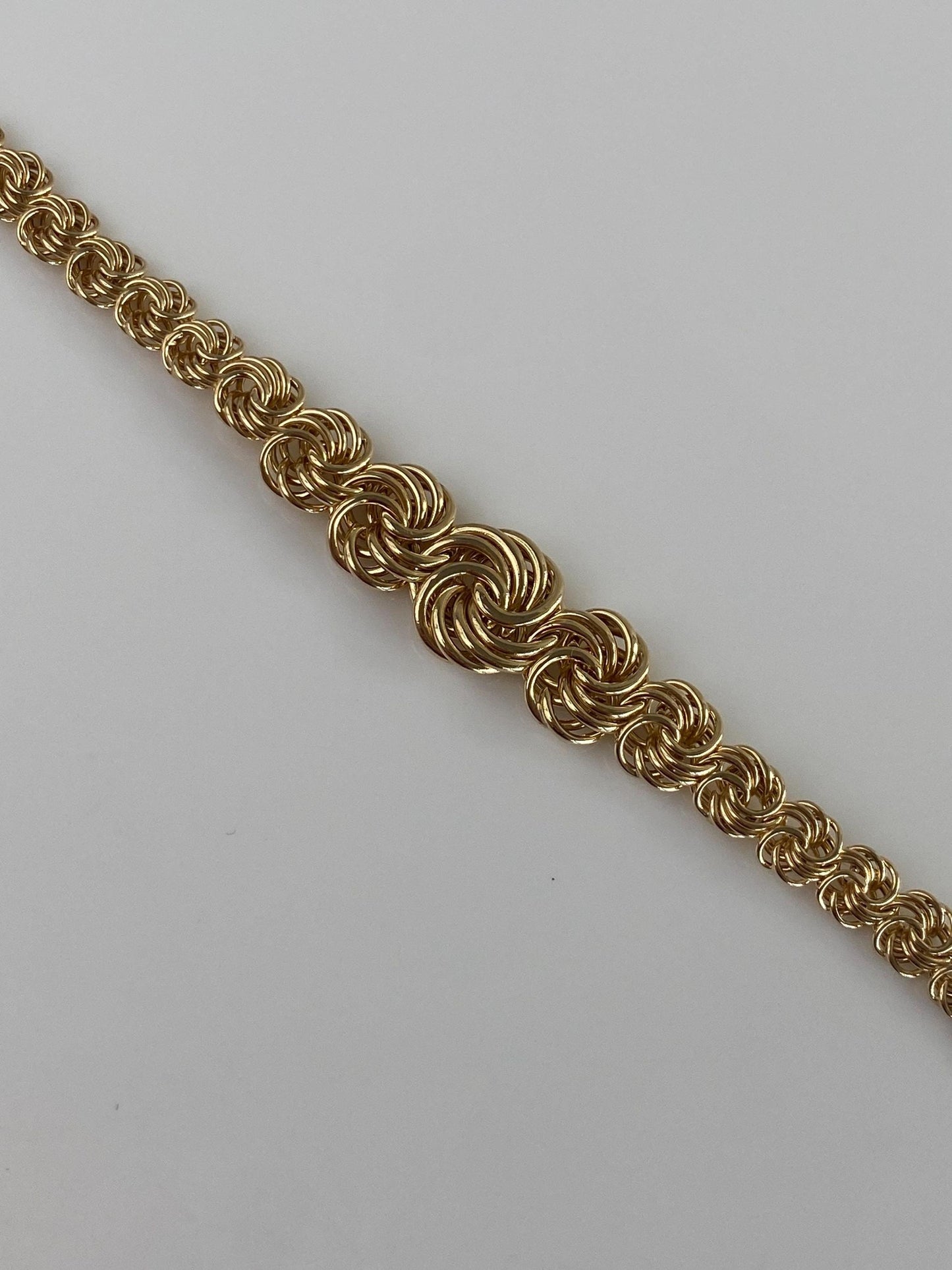 Vintage 14k Yellow Gold Graduated Fancy Chain Necklace - 16.75 inches