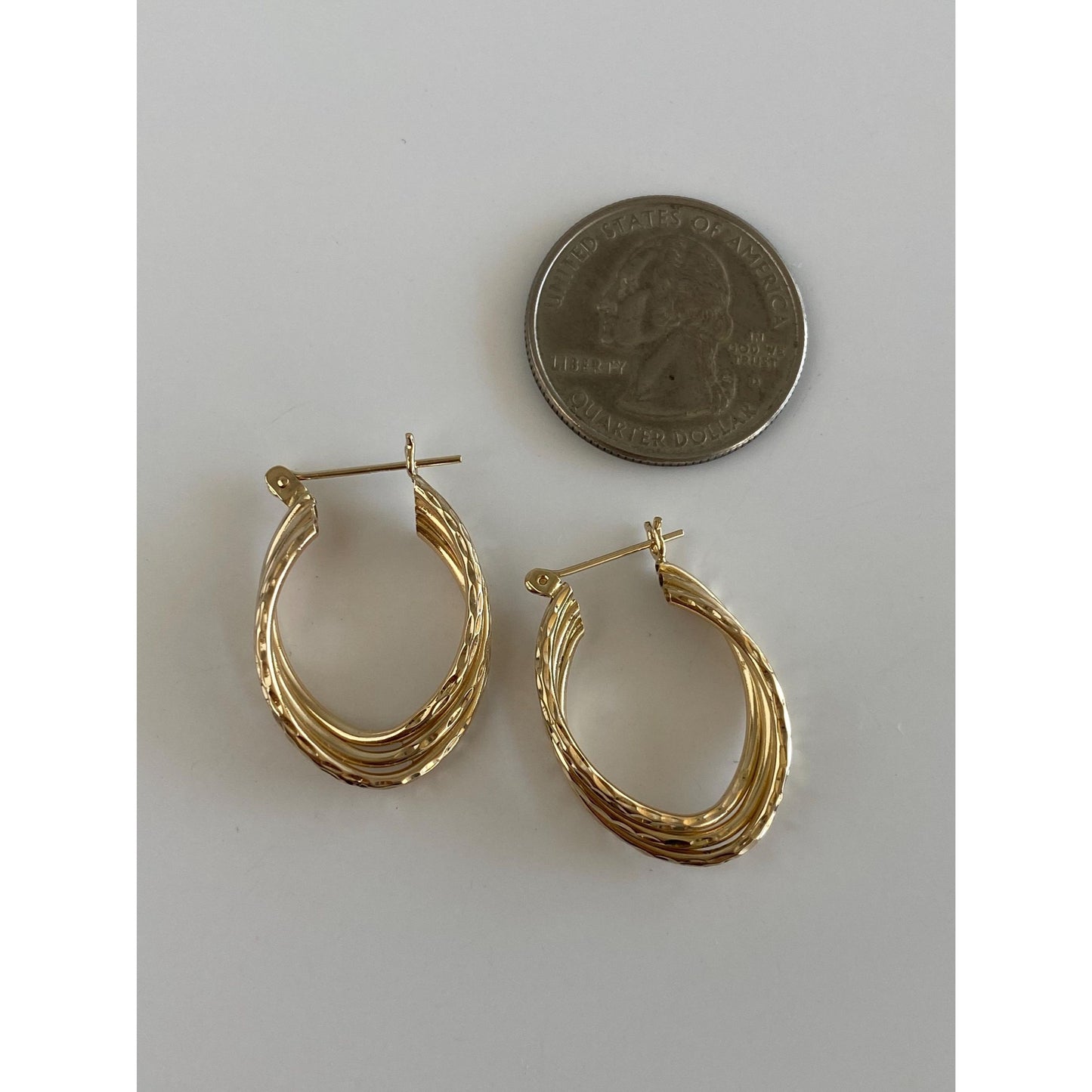 Vintage 14k Yellow Gold Diamond Cut Layered Hoop Earrings