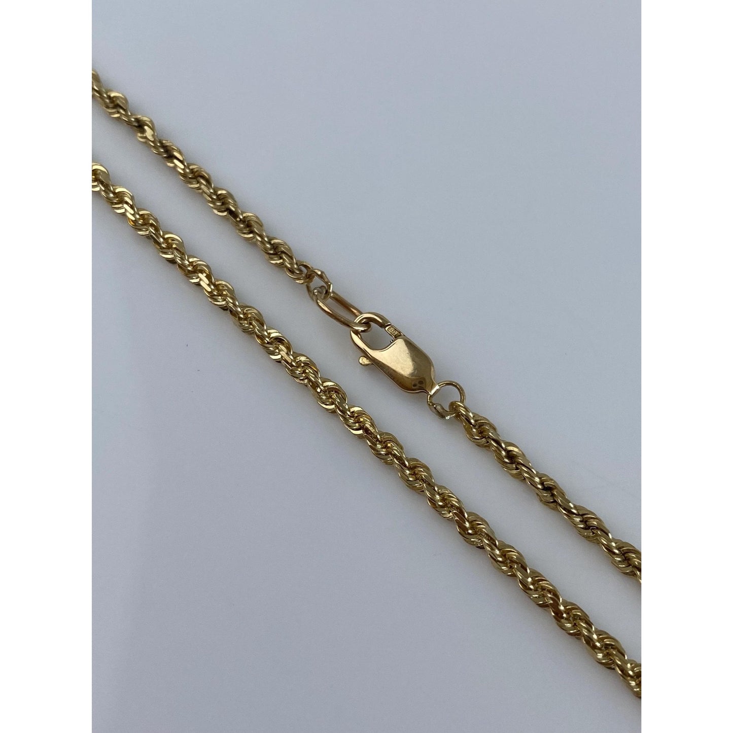 Vintage Solid 14k Yellow Gold Rope Chain Necklace - 16.25 inches