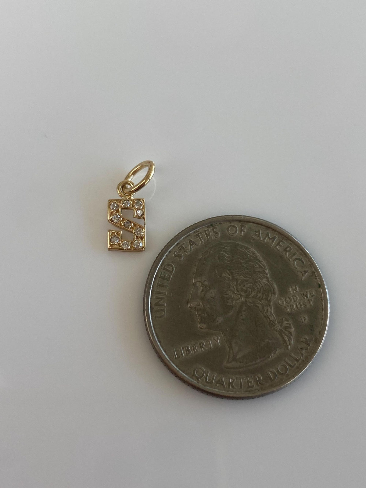Vintage Solid 14k Yellow Gold Diamonds Initial 'S' Charm