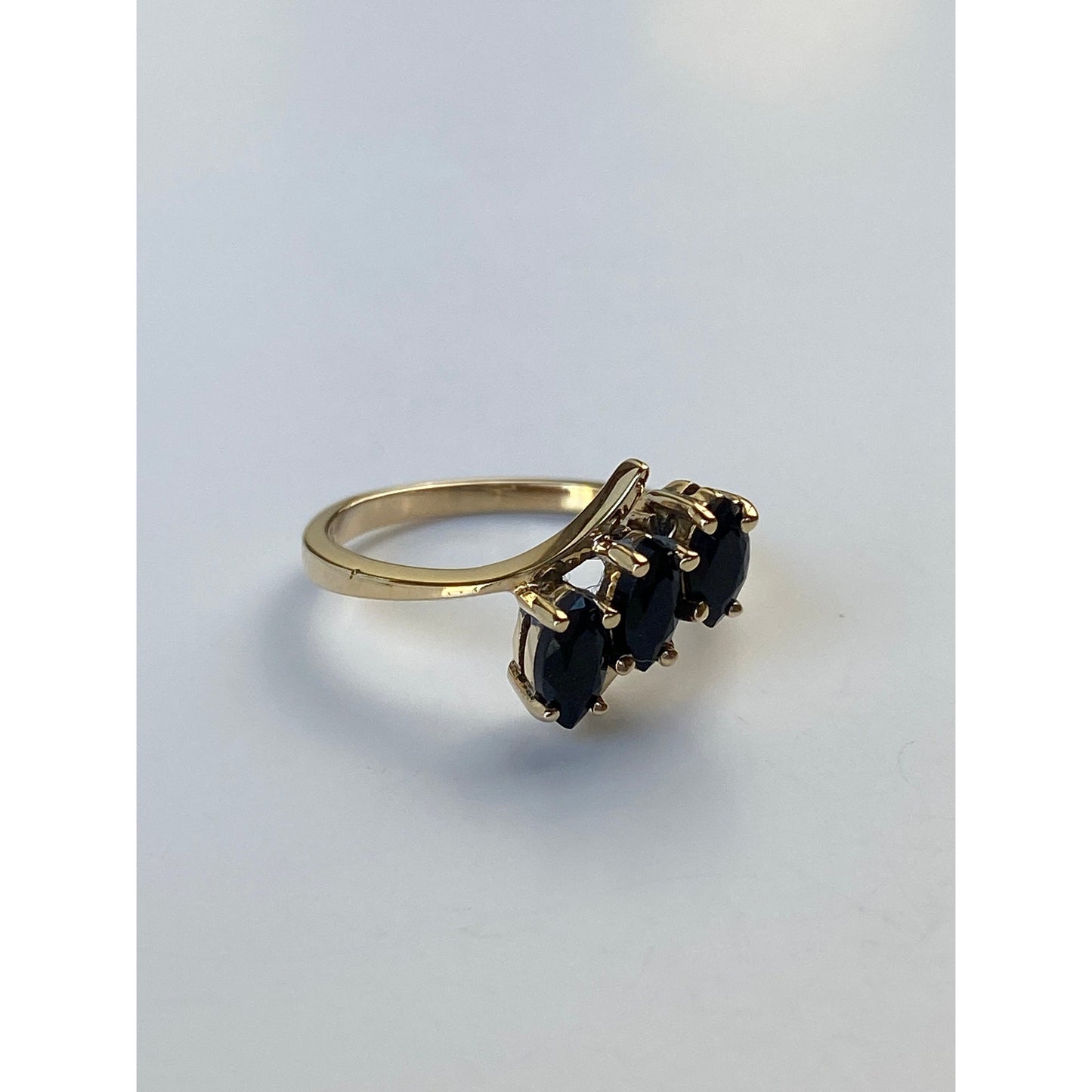 Solid 10k Yellow Gold Black Cubic Zirconia Ring - Size 6.25