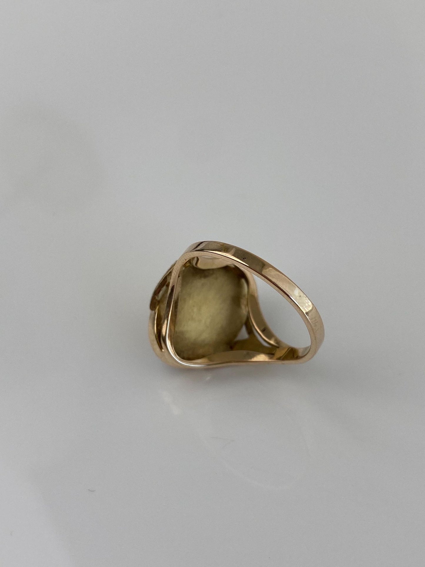 Vintage Solid 14k Yellow Gold Dendritic Agate Ring - Size 8.75