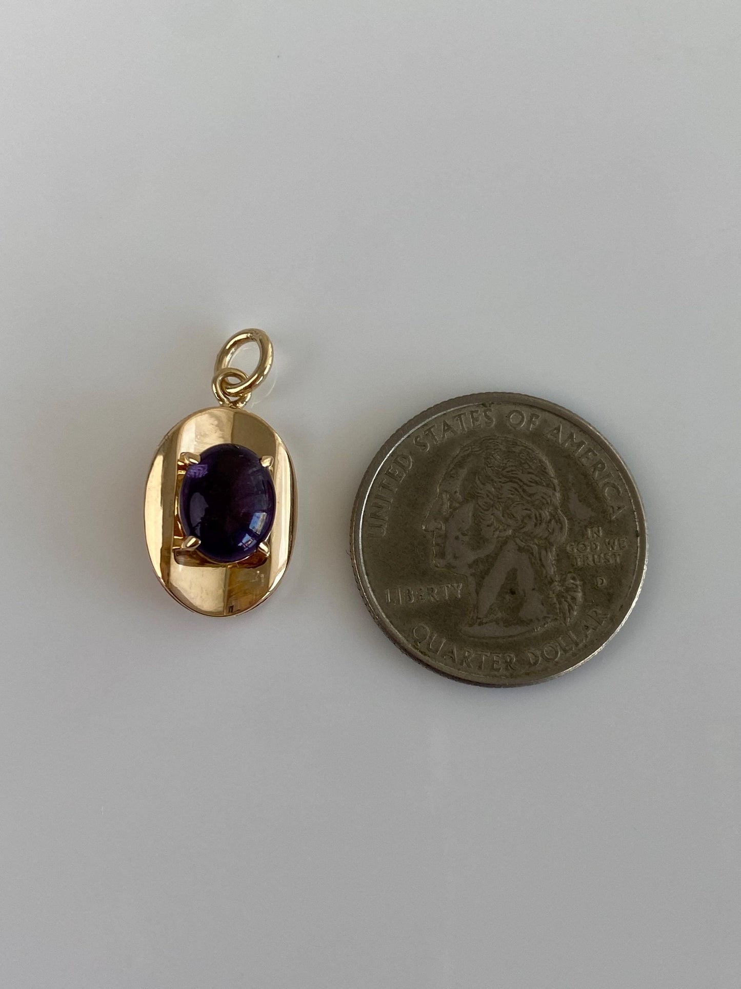 Vintage Solid 14k Yellow Gold Amethyst Cufflink Conversion Charm