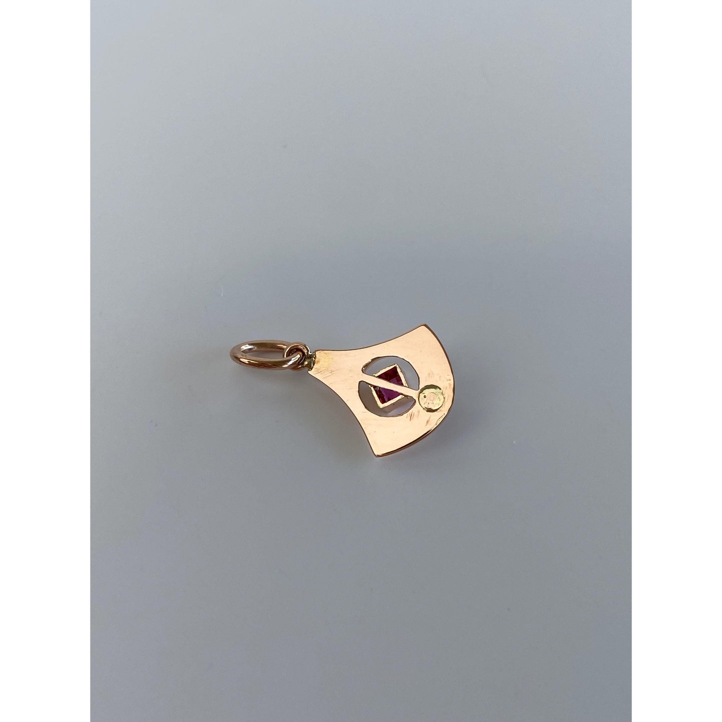 Vintage Solid 14k Rose Gold Pink Cubic Zirconia Stick Pin Conversion Charm