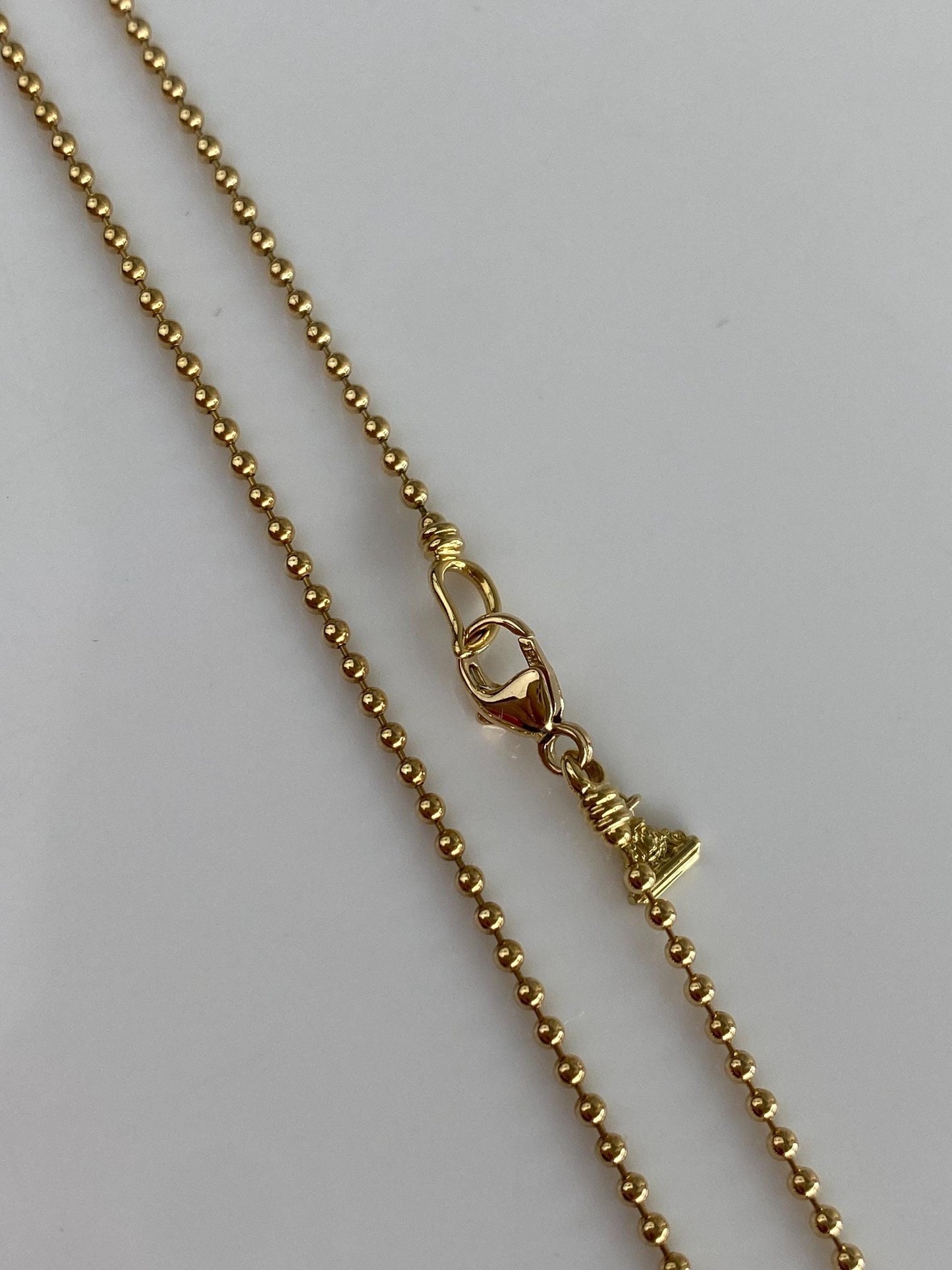 Vintage Solid 18k Yellow Gold Ball Chain Necklace - 16 to 18 inches