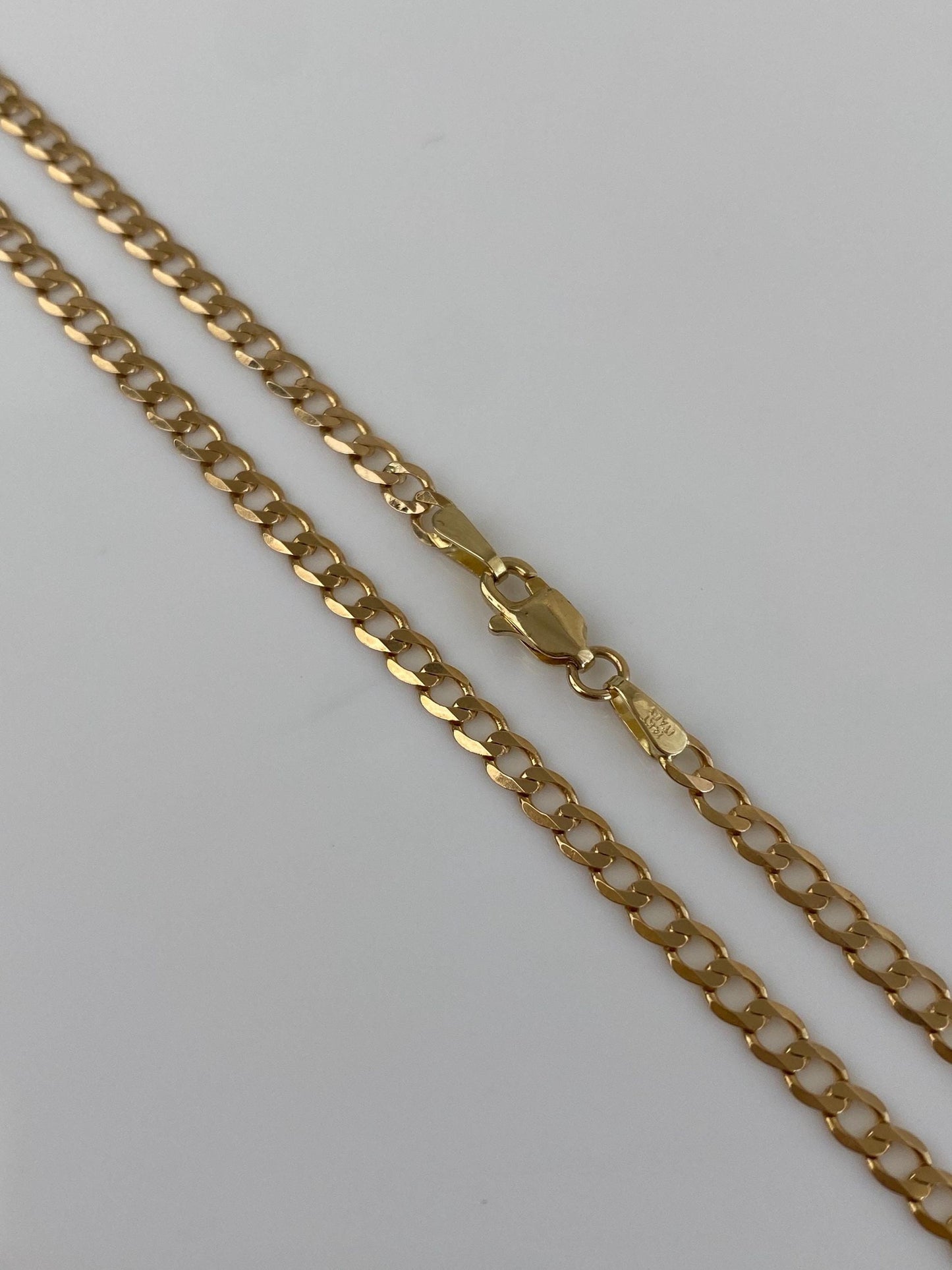 Vintage Solid 14k Yellow Gold Long Elongated Curb Chain Necklace - 28.5 inches