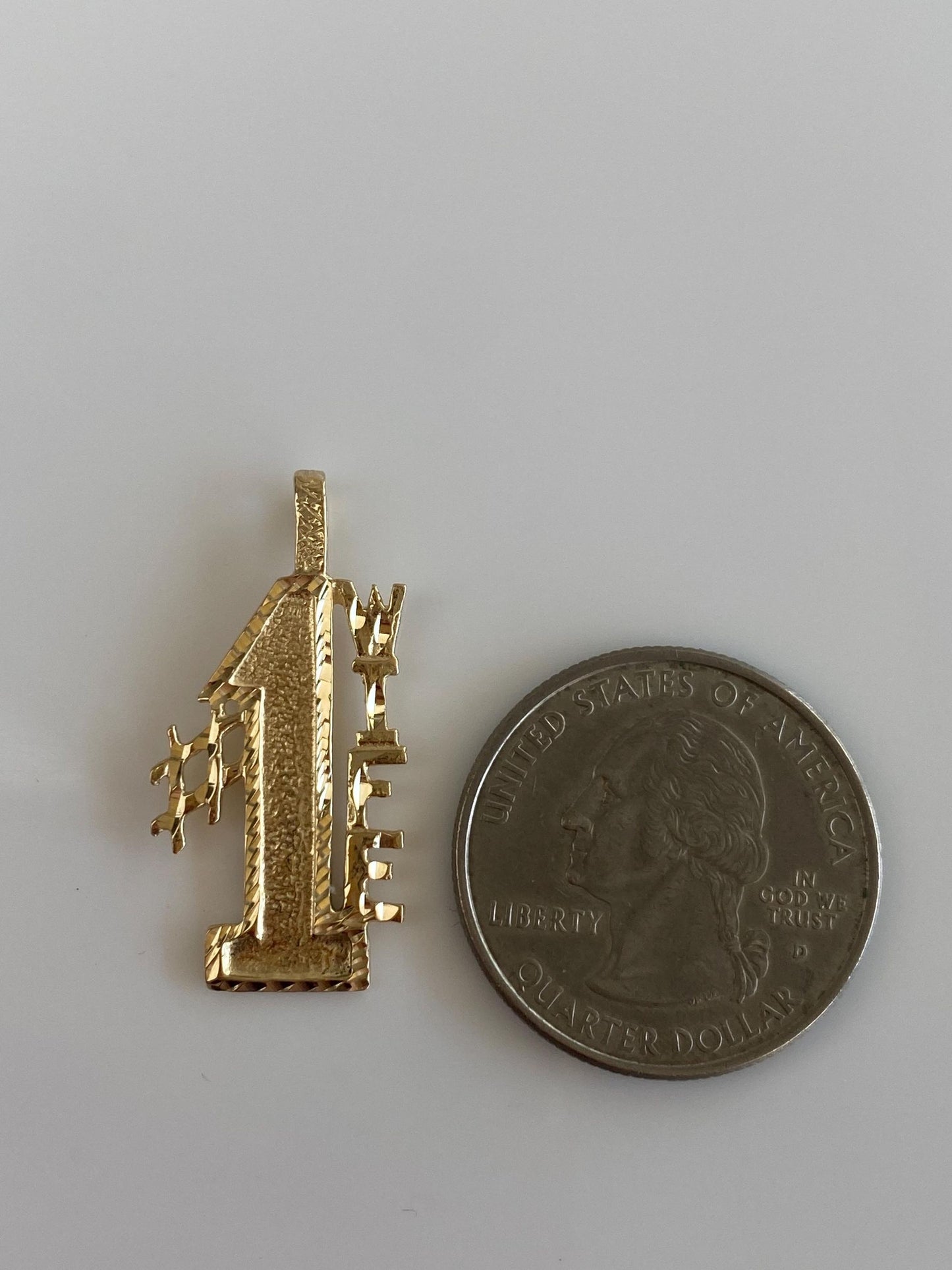 Vintage Solid 14k Yellow Gold #1 Wife Charm