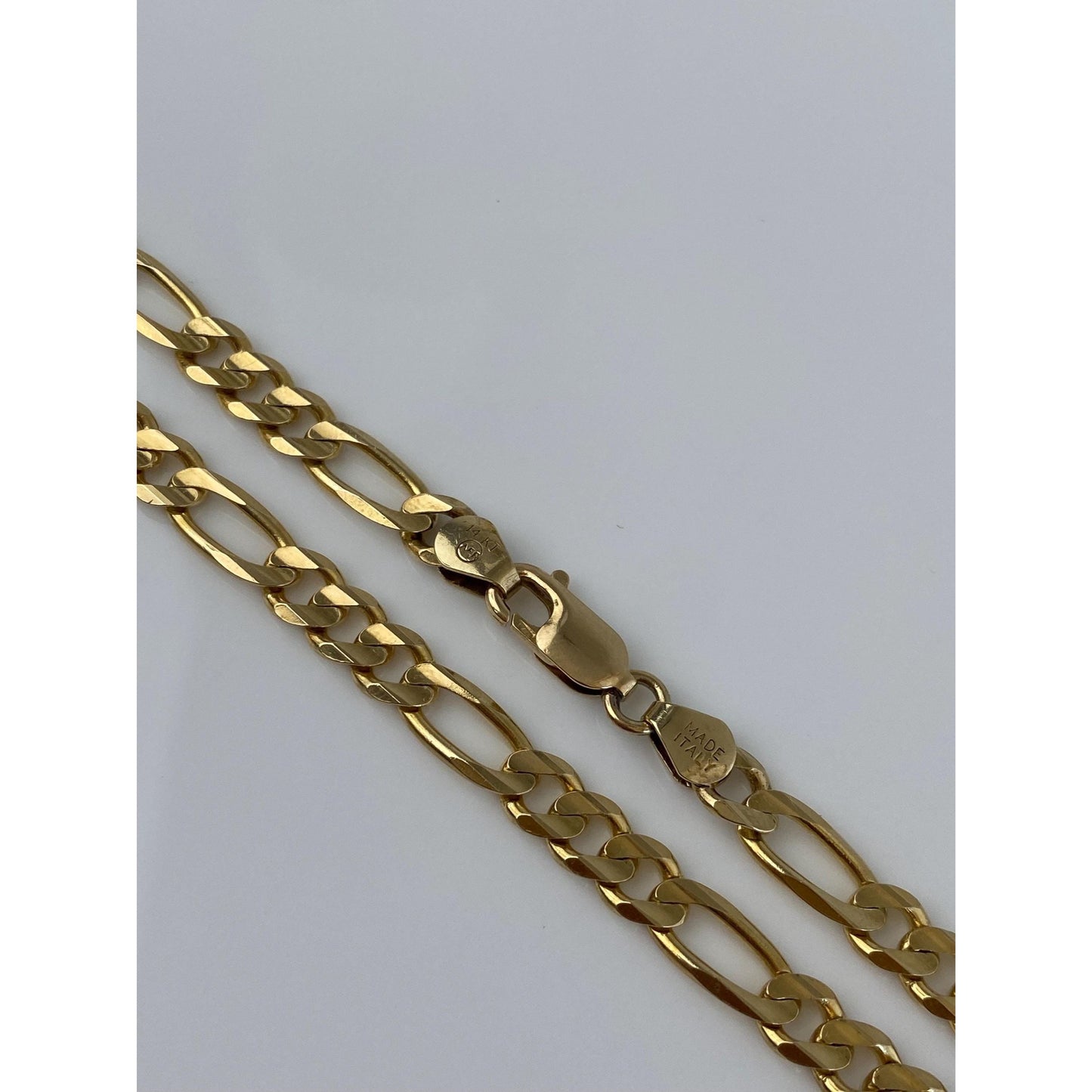 Vintage Solid 14k Yellow Gold Figaro Chain Necklace - 18.25 inches