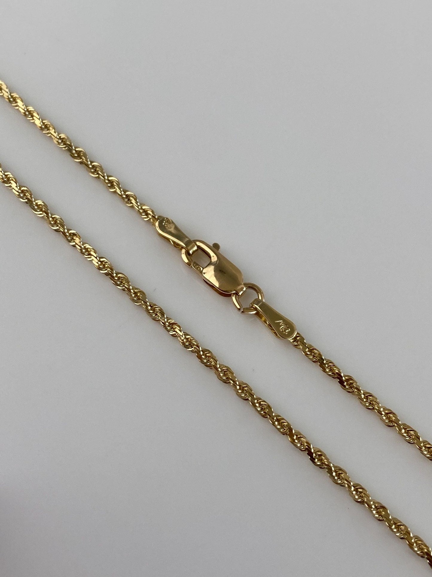 Vintage Solid 14k Yellow Gold Long Slim Rope Chain Necklace - 30 inches