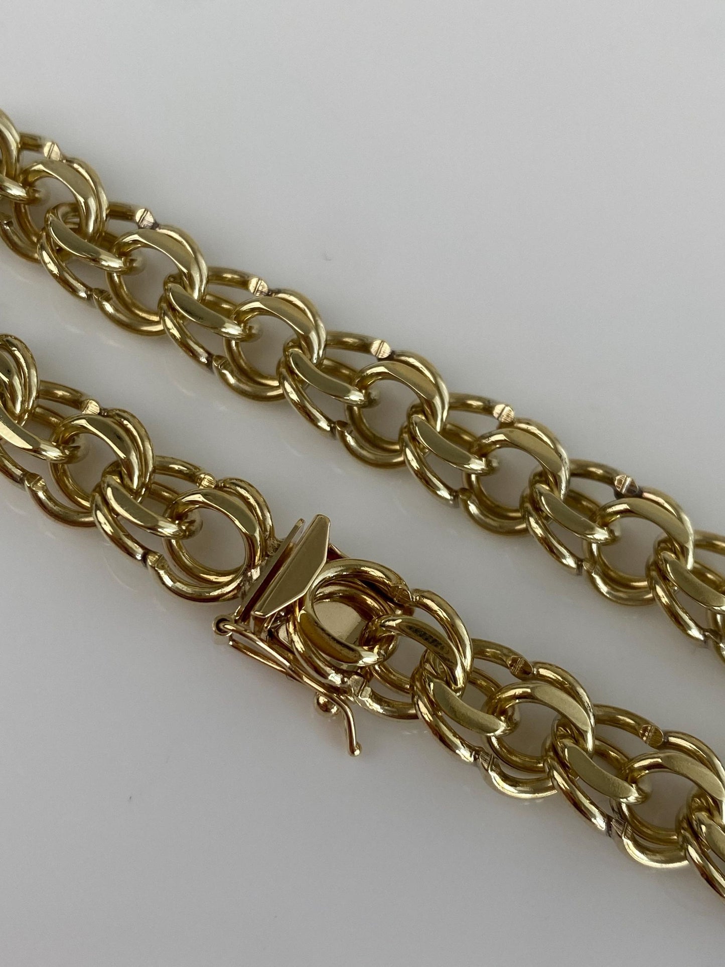 Vintage Solid 14k Yellow Gold Chunky Charm Bracelet - 8 inches