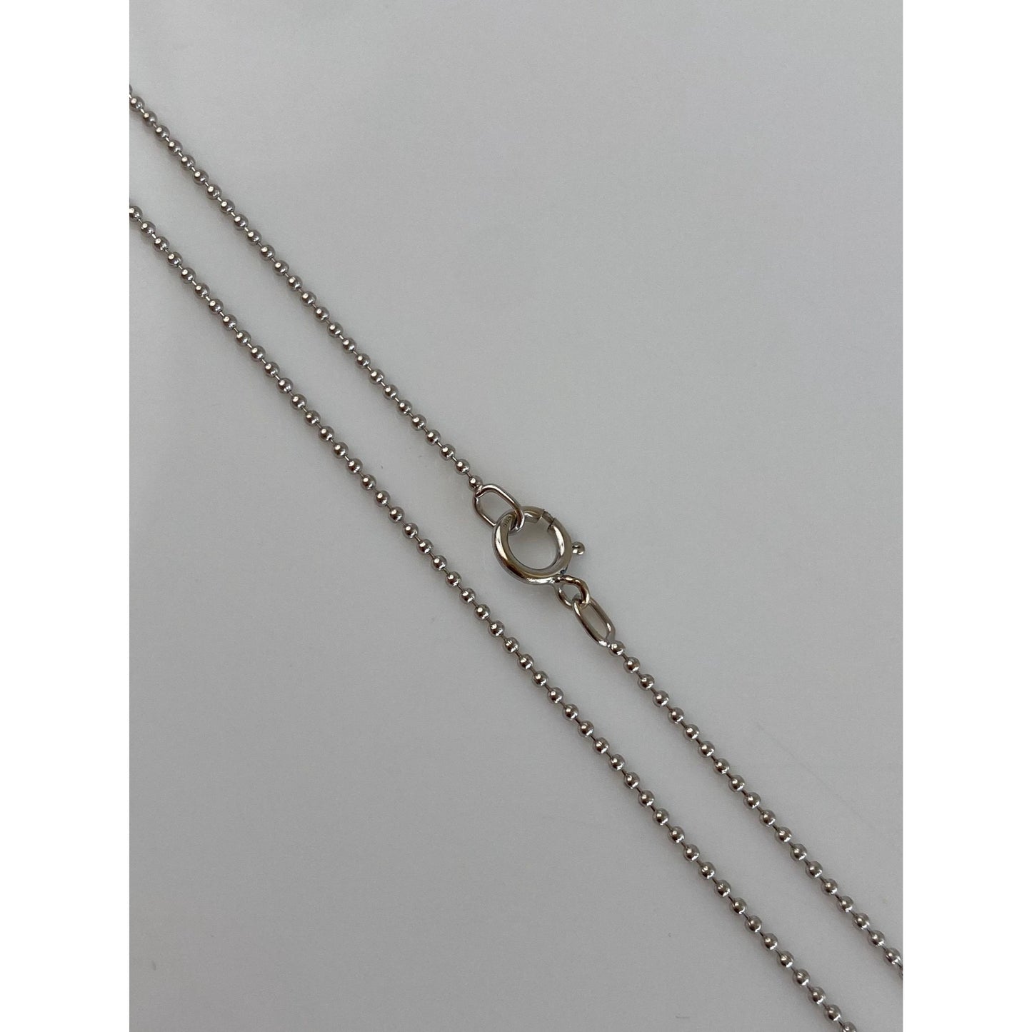 Solid 14k White Gold Bead Chain Necklace - 16 inches