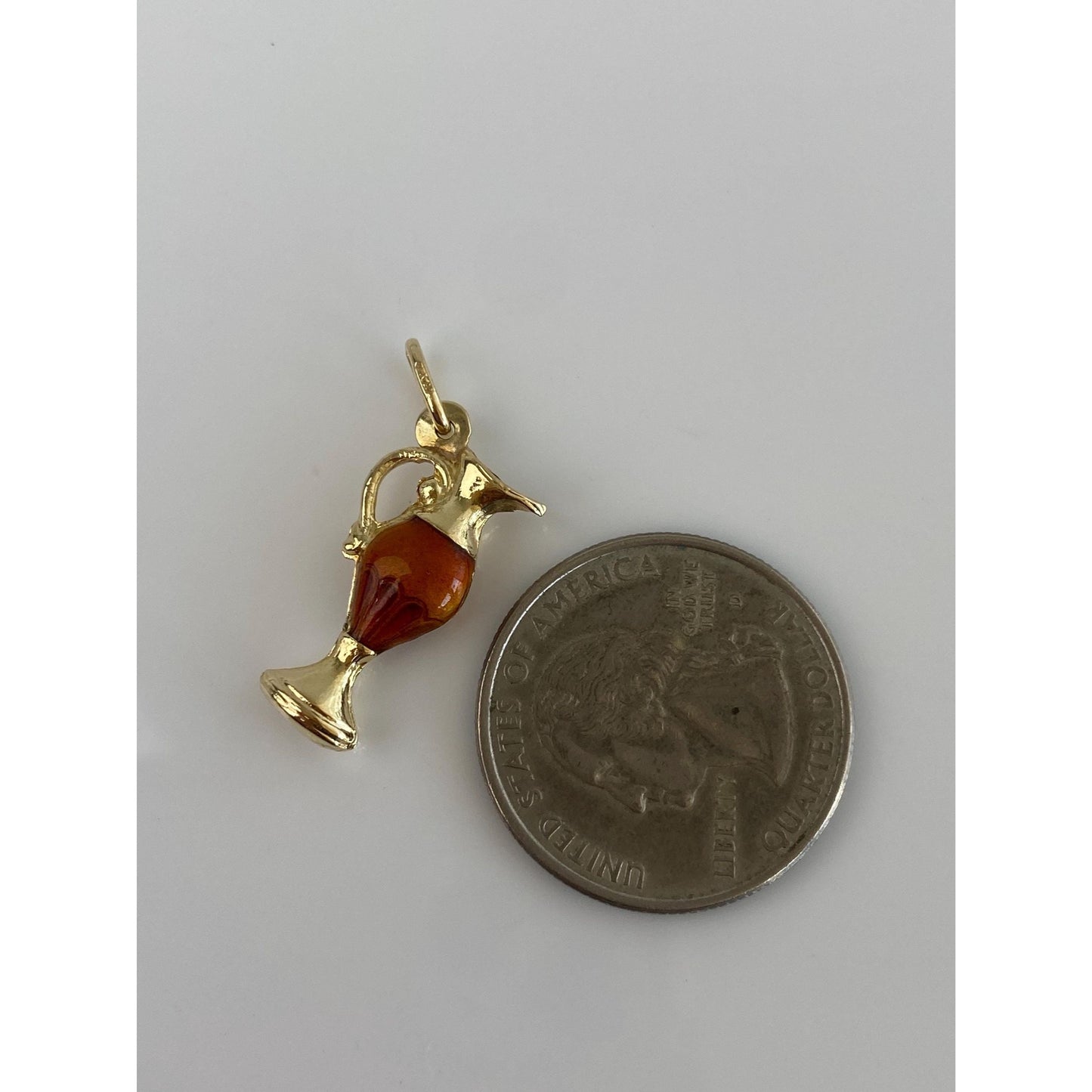 Vintage 14k Yellow Gold Enamel Pitcher Charm