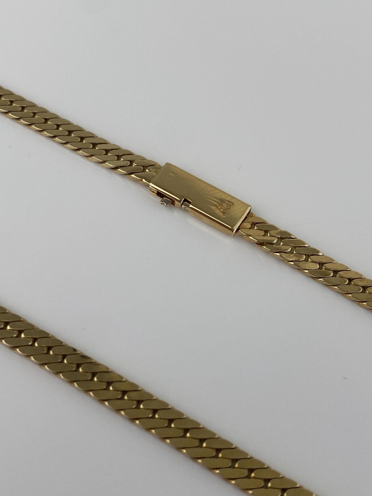 Vintage Solid 14k Yellow Gold Flat Curb Chain Necklace - 16.25 inches