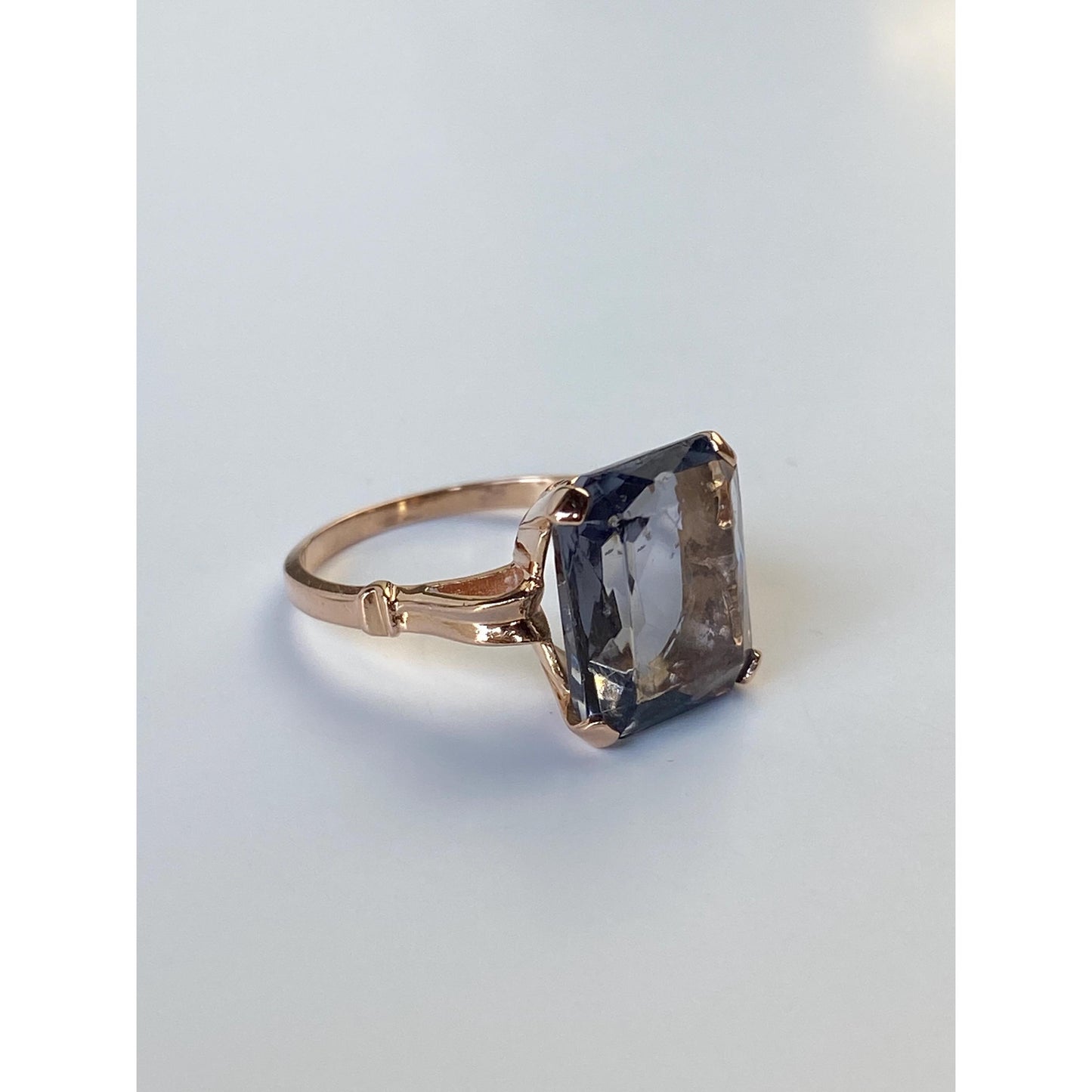 Solid 14k Rosey Gold Light Purple Cubic Zirconia Ring - Size 5.75