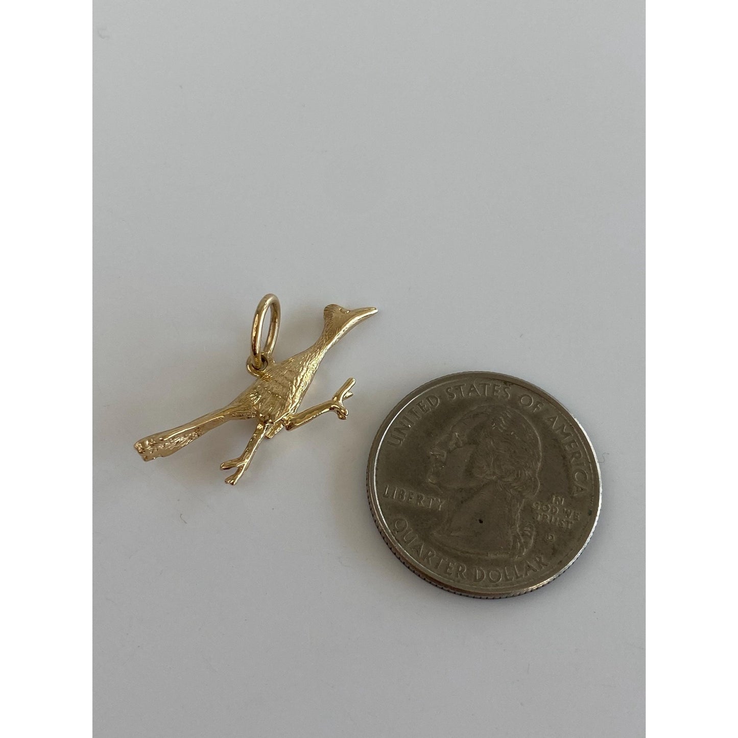 Vintage Solid 14k Yellow Gold Roadrunner Charm