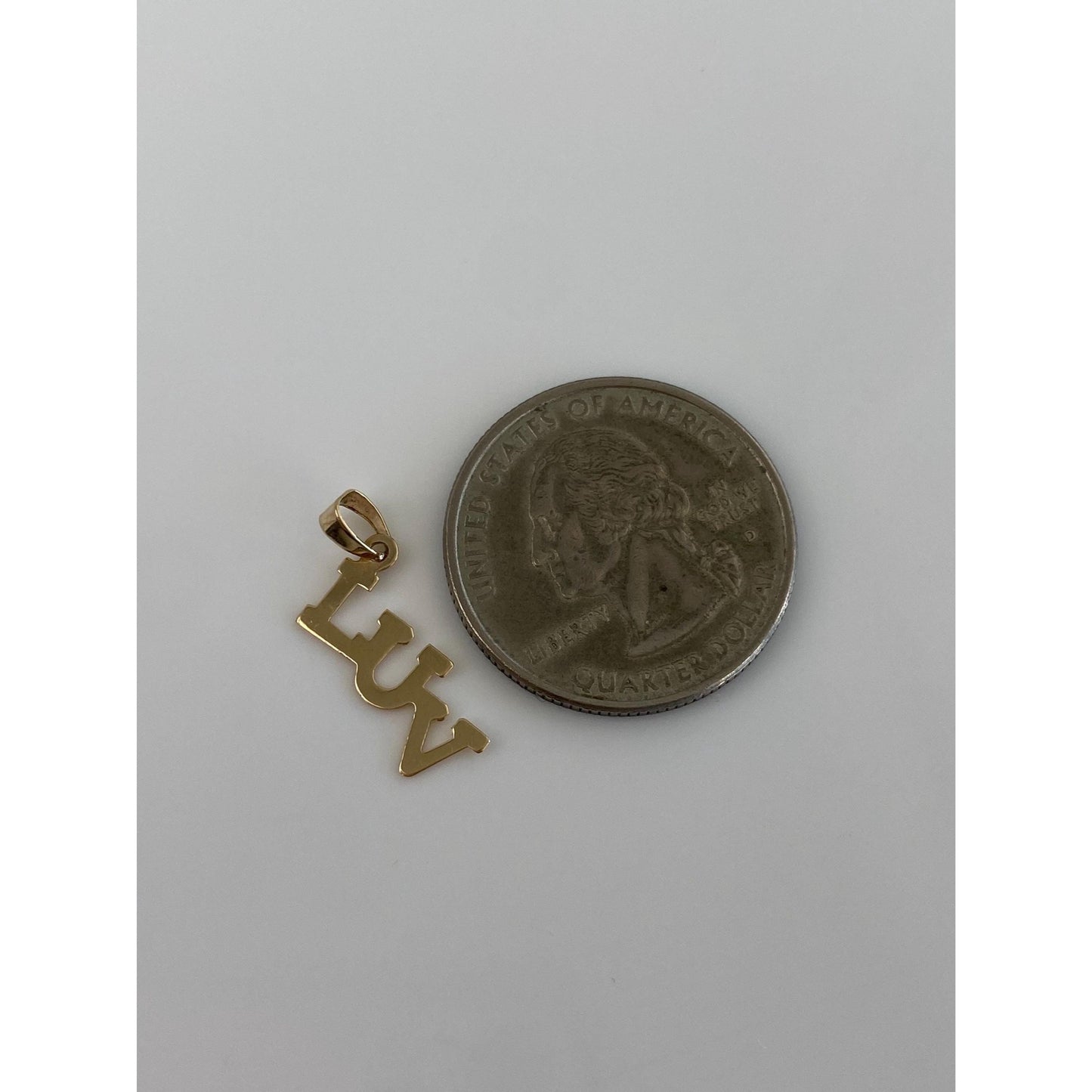 Solid 14k Yellow Gold LUV Charm
