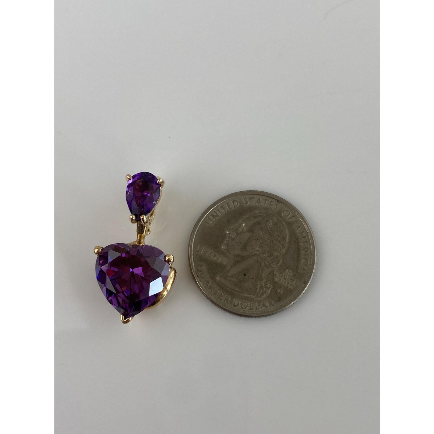 Vintage Solid 14k Yellow Gold Amethyst Heart Charm