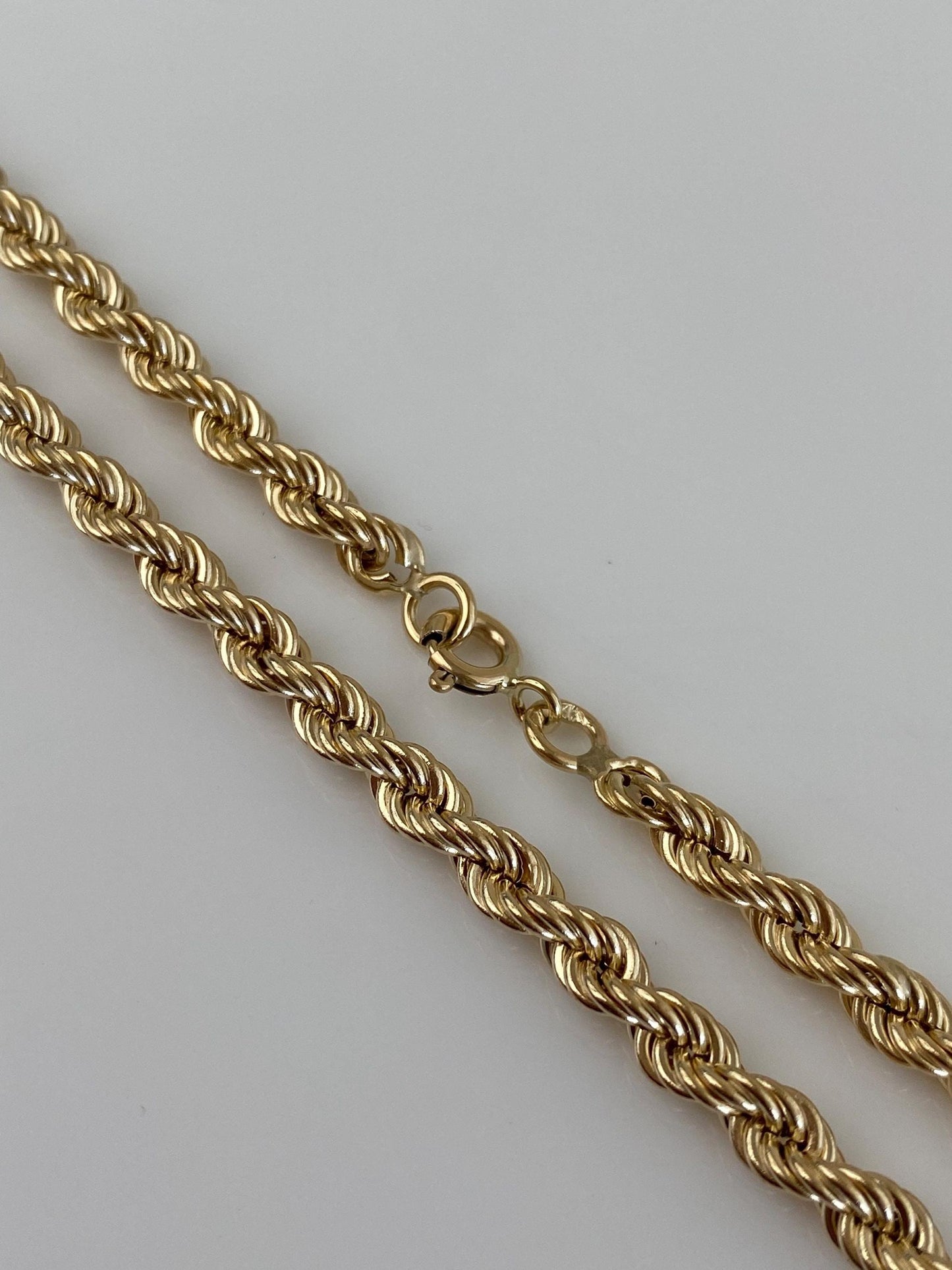 Vintage 14k Yellow Gold Rope Chain Necklace - 16.25 inches