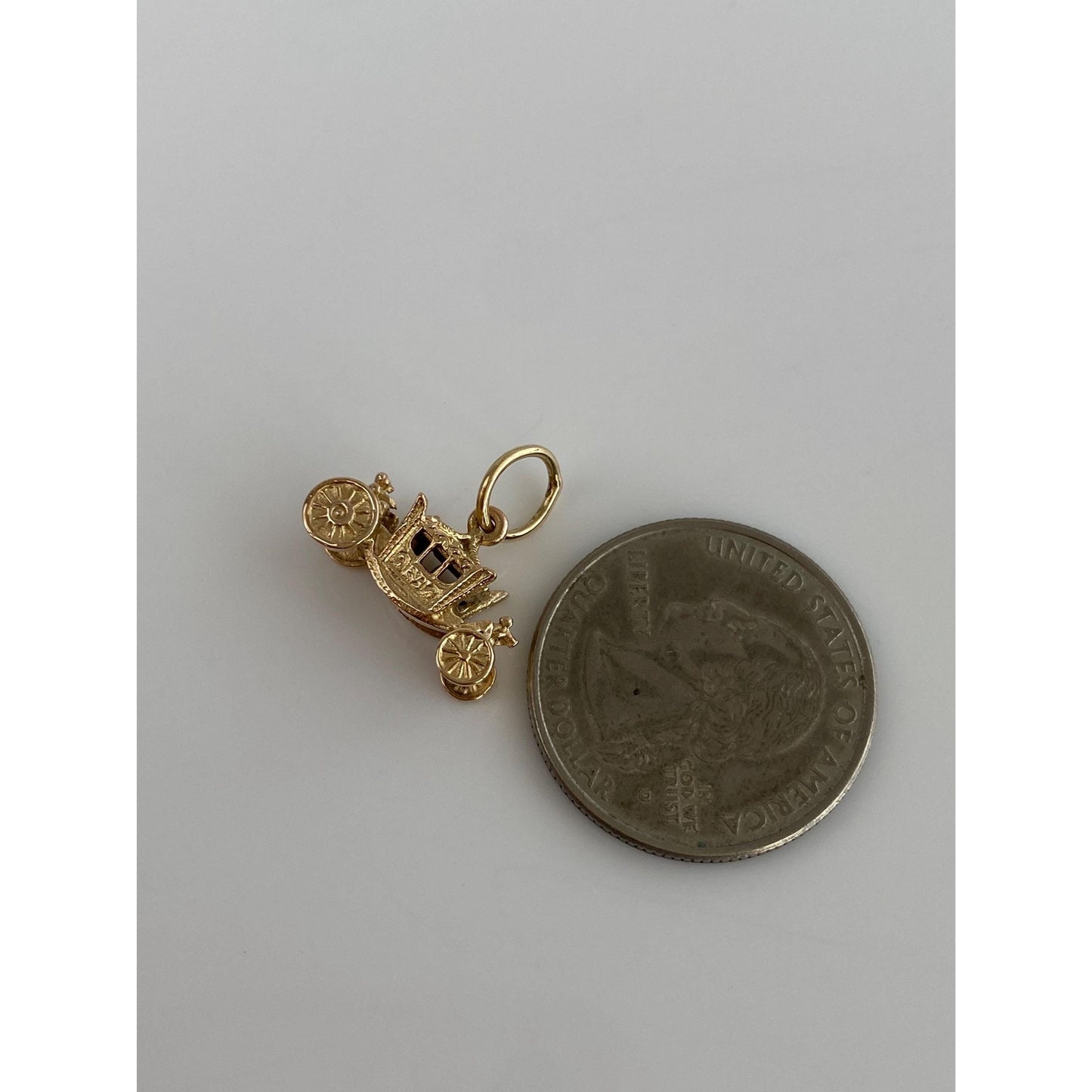 Vintage Solid 14k Yellow Gold Carriage Charm