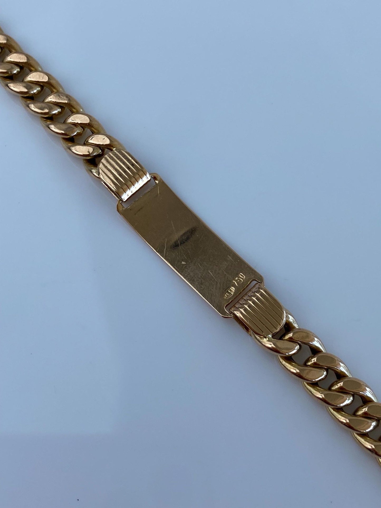 Vintage Solid 18k Rose Gold ID Curb Chain Bracelet - 6.25 inches