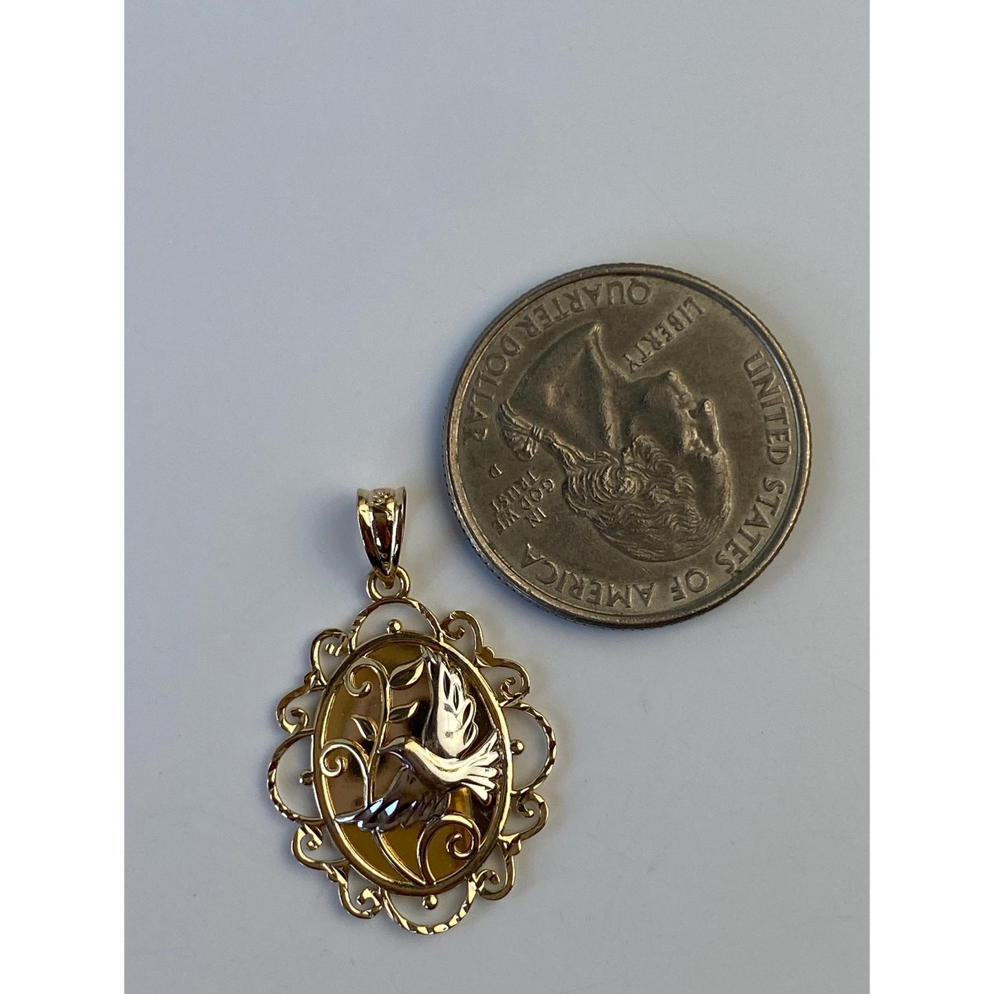 Vintage Solid 10k White & Yellow Gold Bird Charm