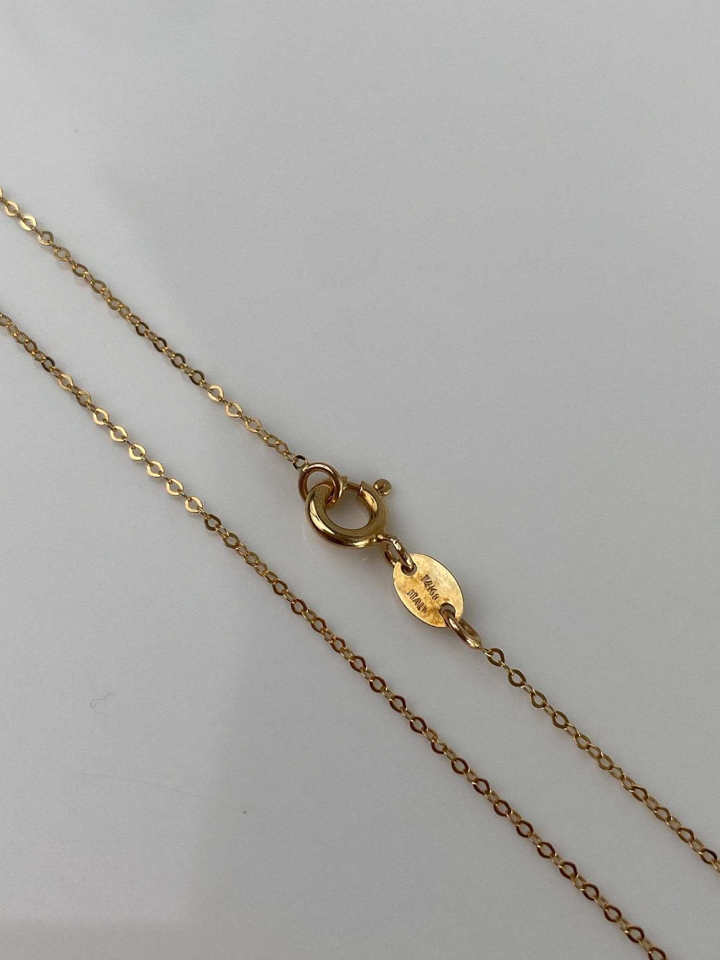 Vintage Solid 14k Yellow Gold Dainty Cable Chain Necklace - 18 inches