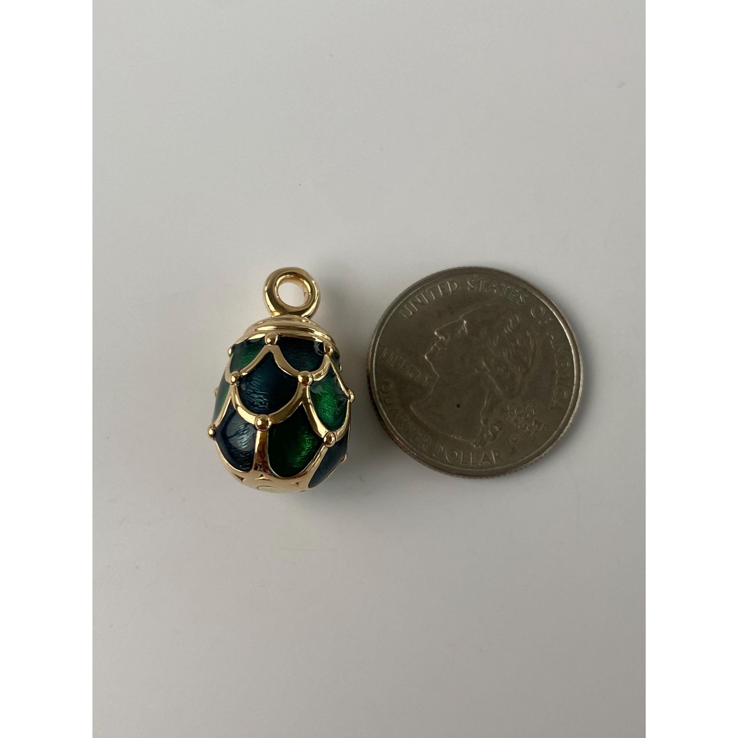 Vintage 18k Yellow Gold Green Enamel Egg Charm