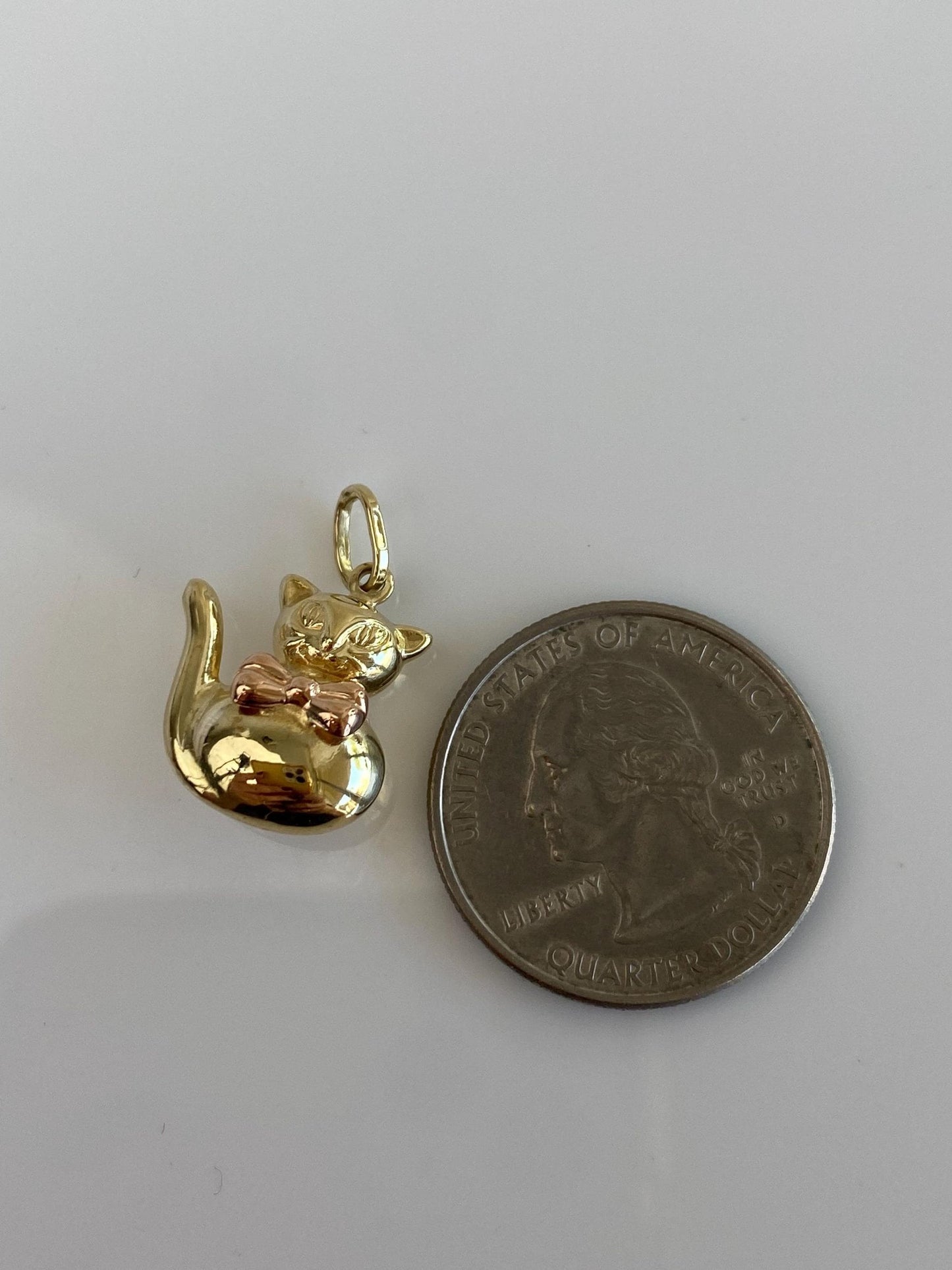 Vintage 18k Rose & Yellow Gold Cat Charm
