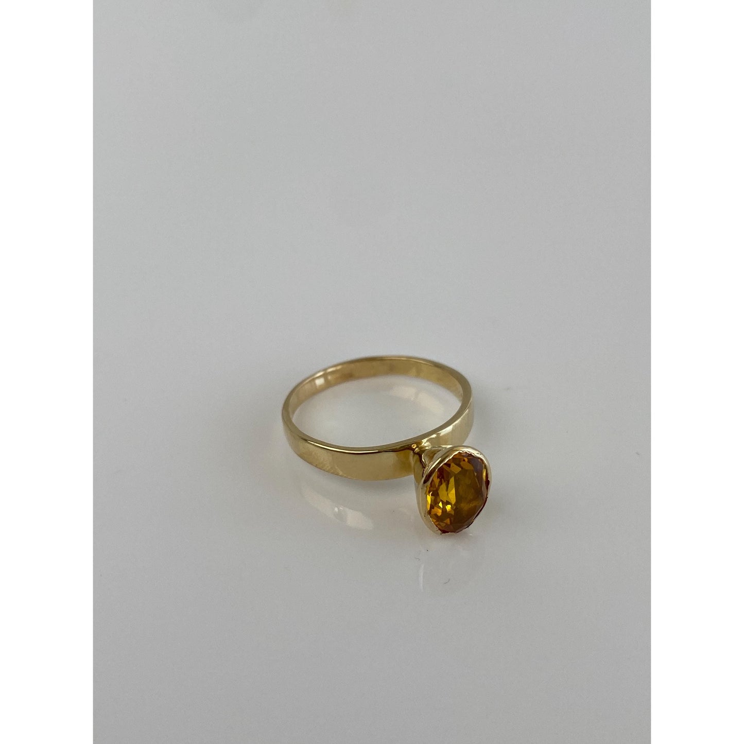 Vintage Solid 14k Yellow Gold Citrine Ring - Size 7.25