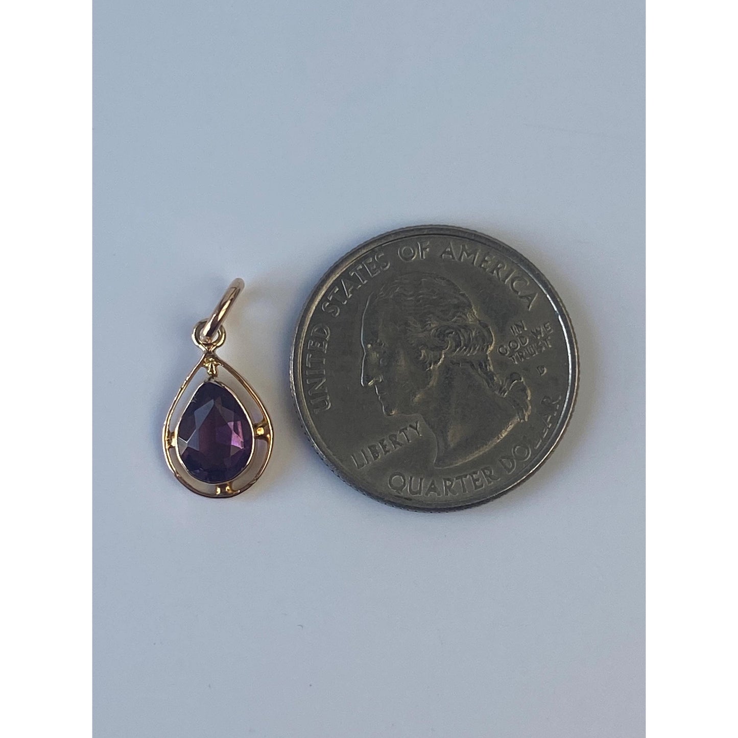 Vintage Solid 14k Yellow Gold Purple Cubic Zirconia Stick Pin Conversion Charm