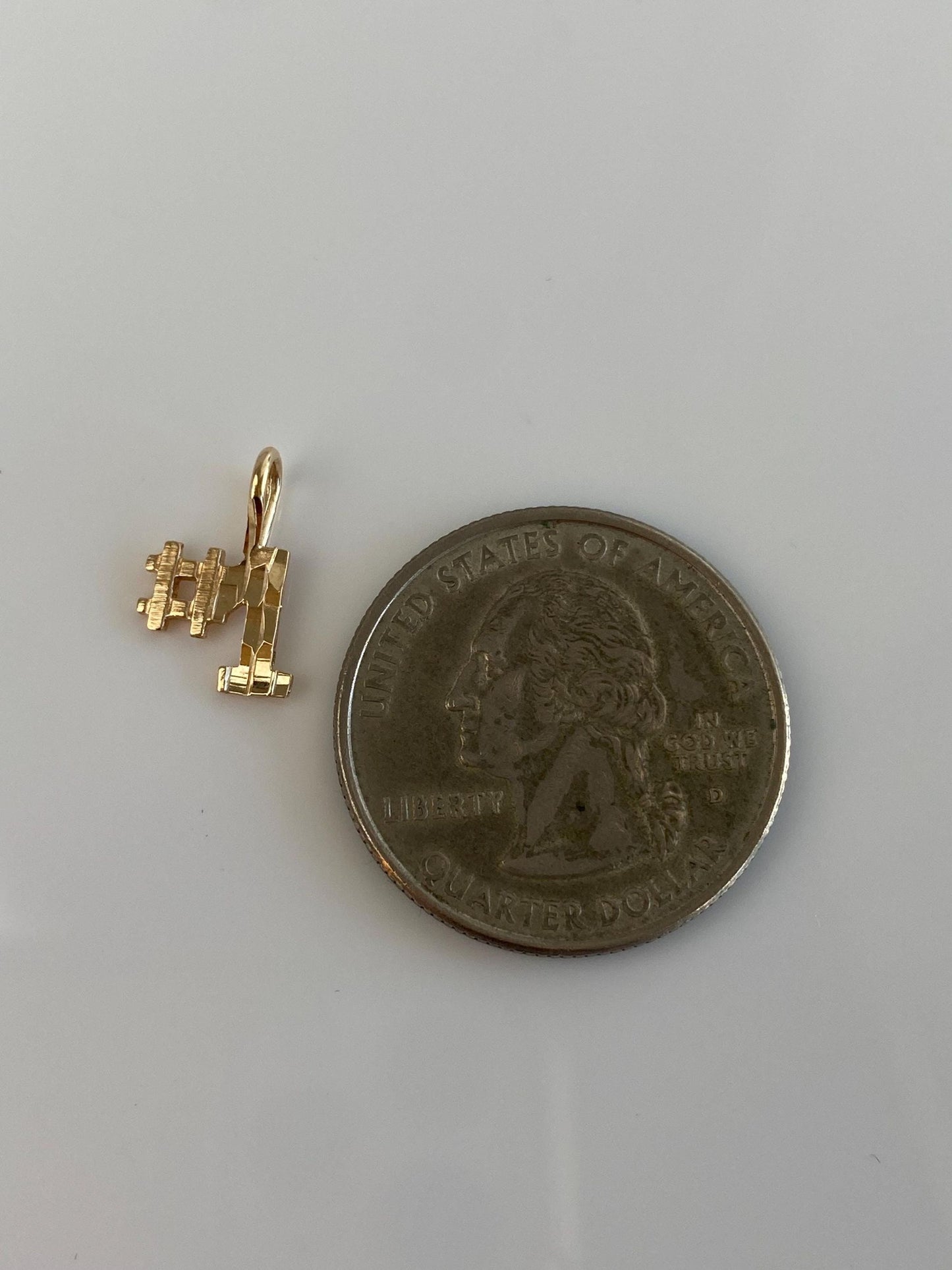 Vintage Solid 14k Yellow Gold Diamond Cut #1 Charm